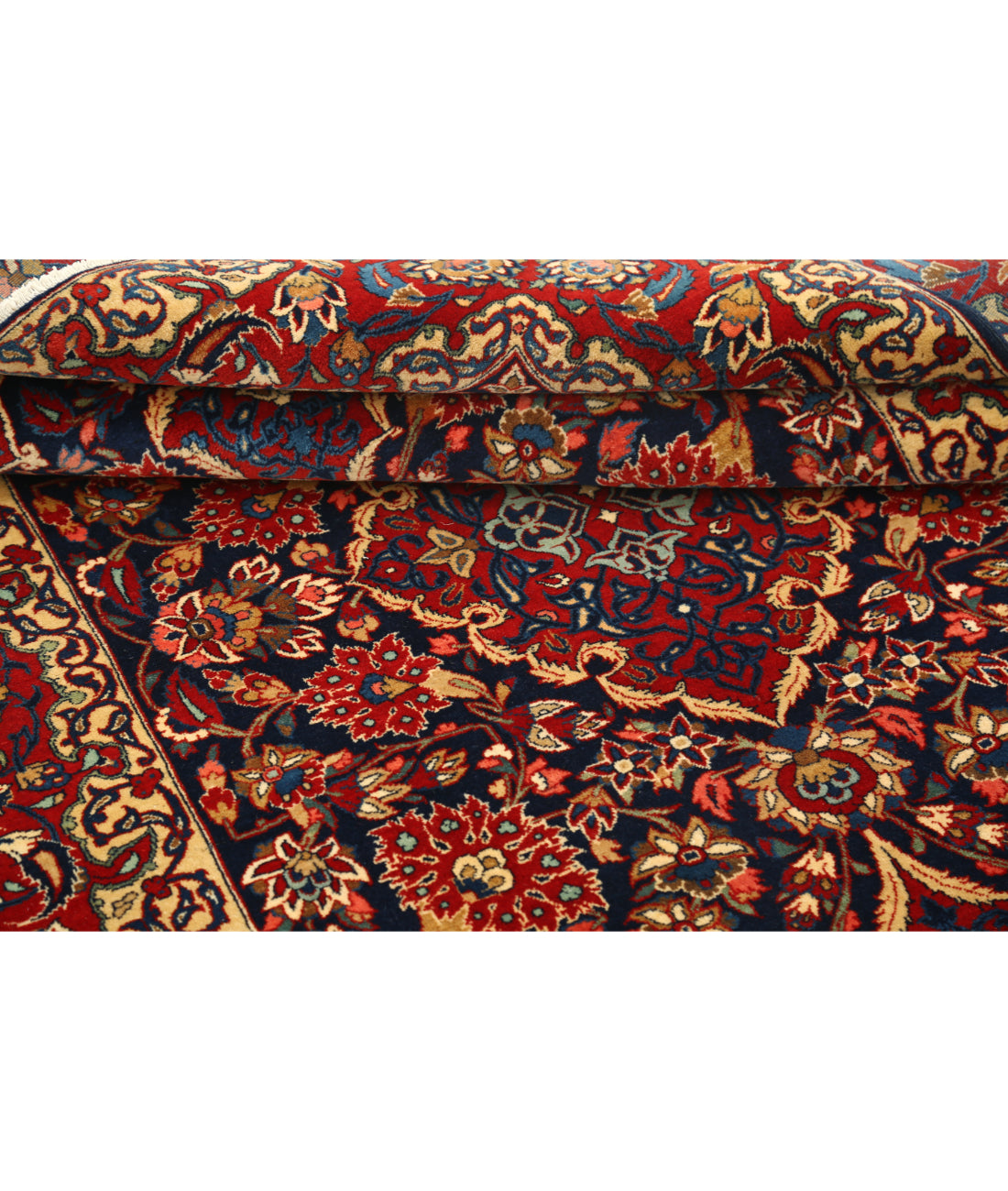 Hand Knotted Persian Kashan Fine Wool Rug - 4'4'' x 6'9'' 4'4'' x 6'9'' (130 X 203) / Blue / Burgundy