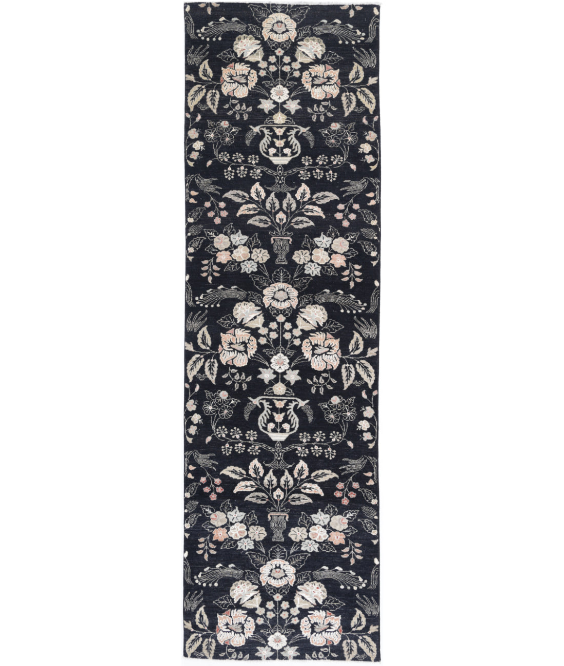 Hand Knotted Artemix Wool Rug - 3&#39;0&#39;&#39; x 11&#39;1&#39;&#39; 3&#39;0&#39;&#39; x 11&#39;1&#39;&#39; (90 X 333) / Black / Ivory