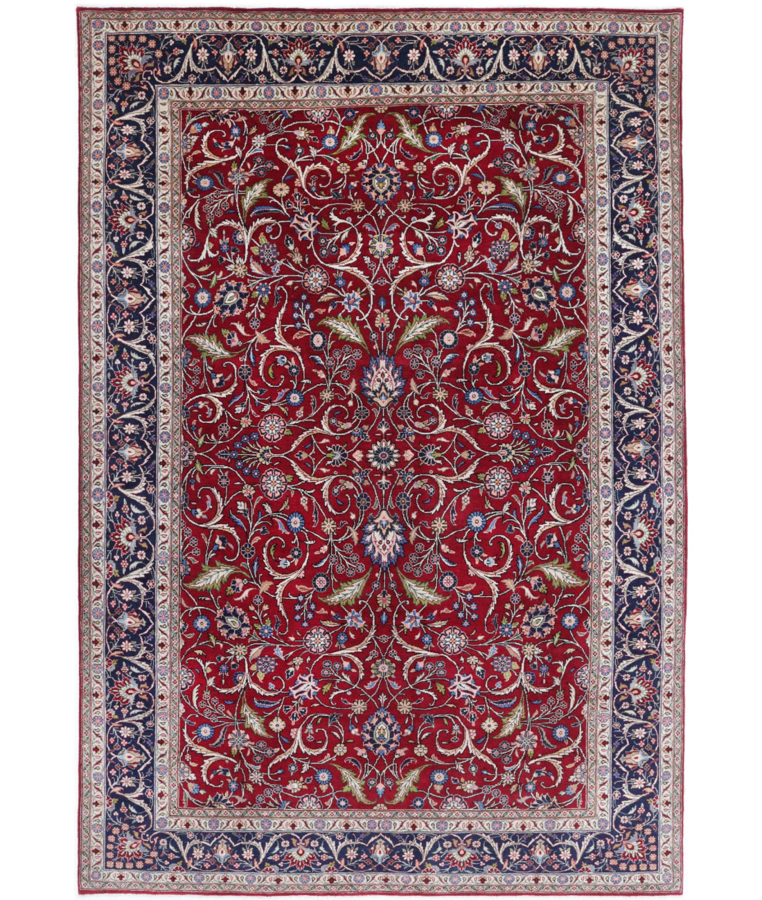 Hand Knotted Persian Tabriz Wool Rug - 6'7'' x 9'11'' 6'7'' x 9'11'' (198 X 298) / Red / Blue