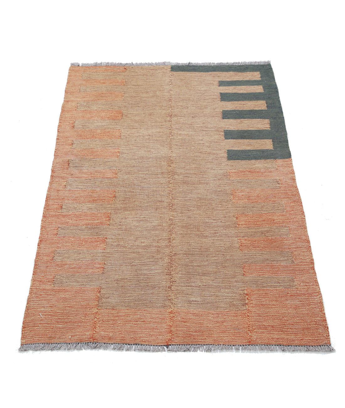 Hand Knotted Kafkas Kilim Wool Kilim Rug - 2'7'' x 4'1'' 2'7'' x 4'1'' (78 X 123) / Brown / Taupe