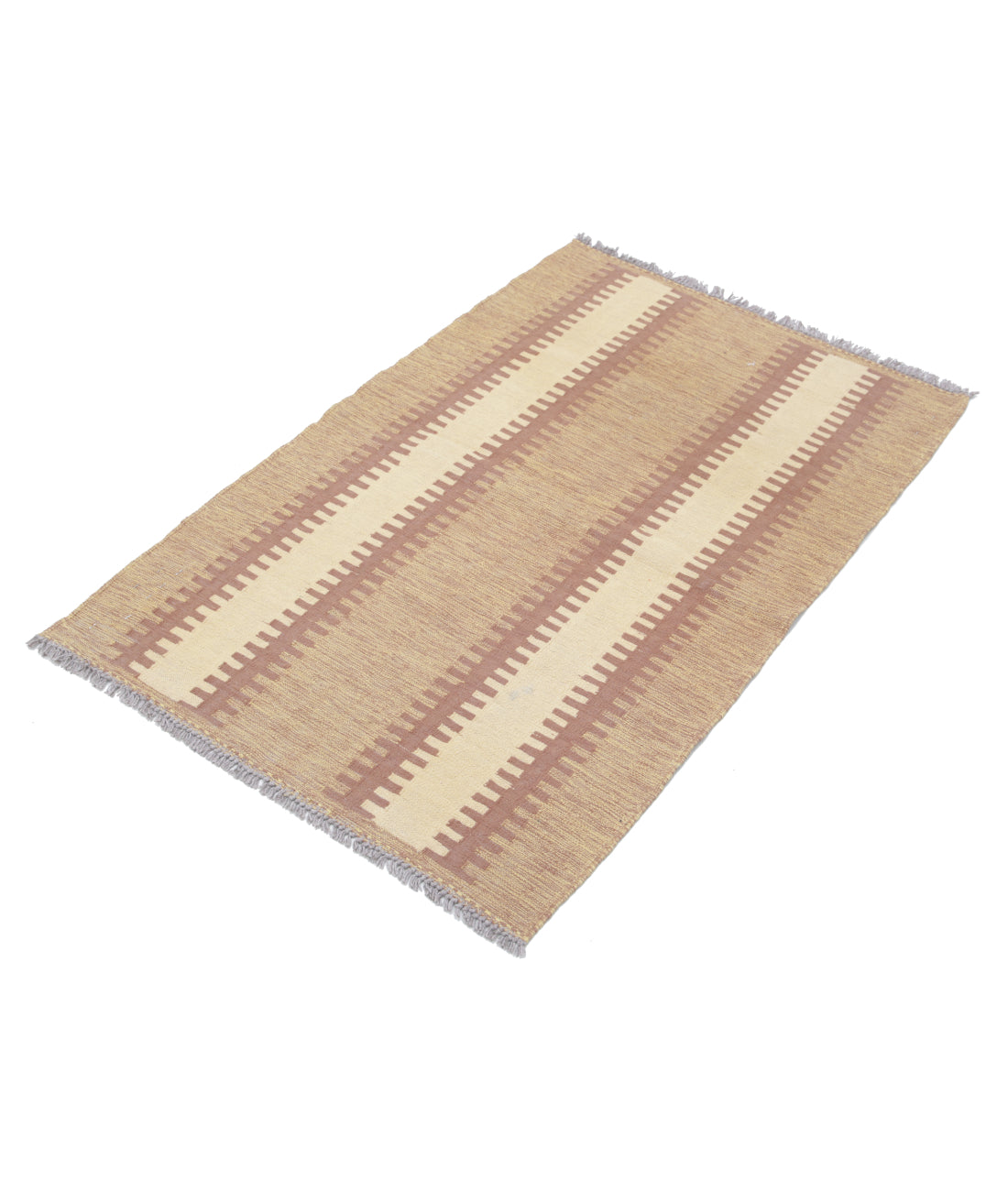 Hand Knotted Kafkas Kilim Wool Kilim Rug - 2'7'' x 4'1'' 2'7'' x 4'1'' (78 X 123) / Brown / Ivory