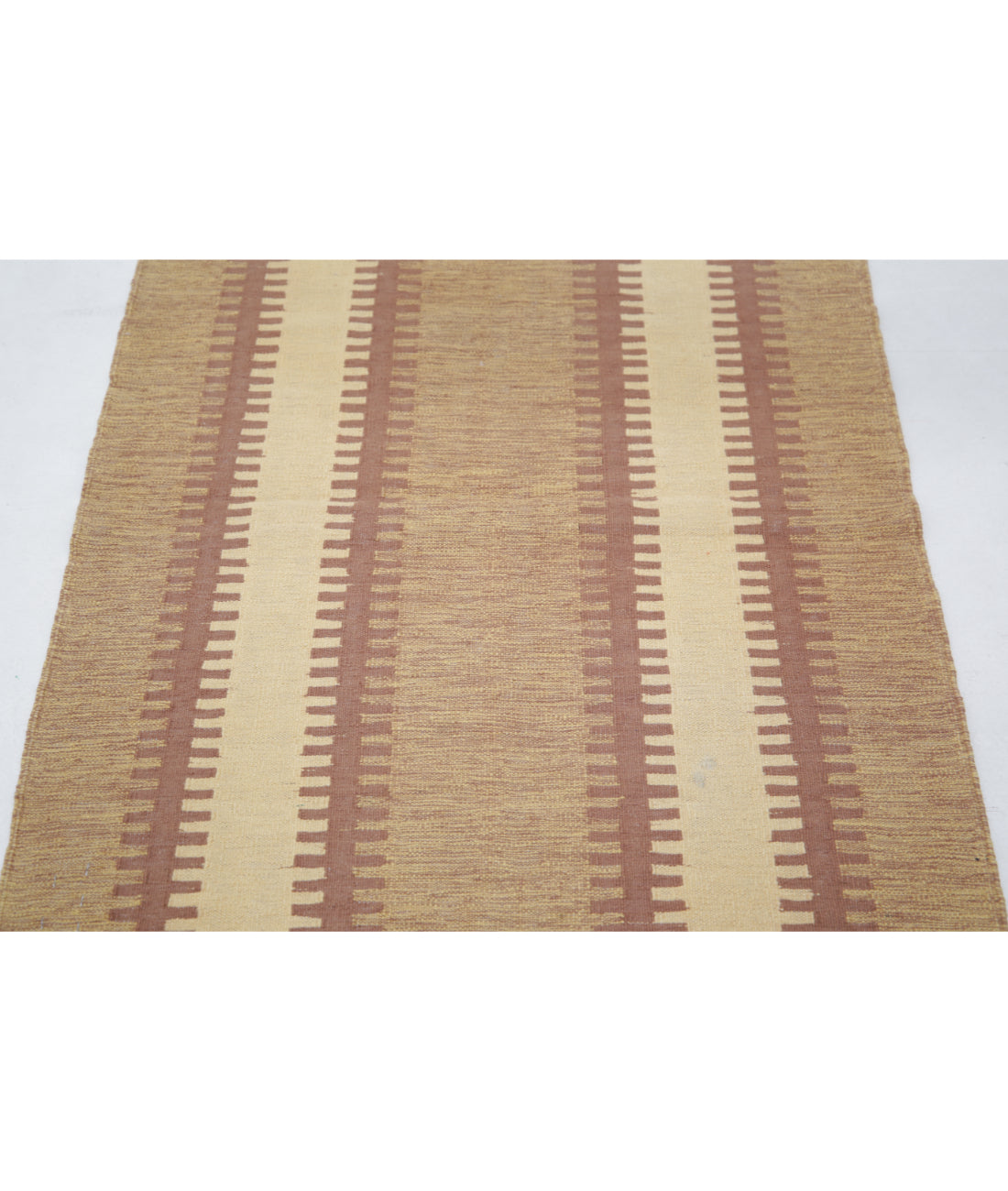 Hand Knotted Kafkas Kilim Wool Kilim Rug - 2'7'' x 4'1'' 2'7'' x 4'1'' (78 X 123) / Brown / Ivory