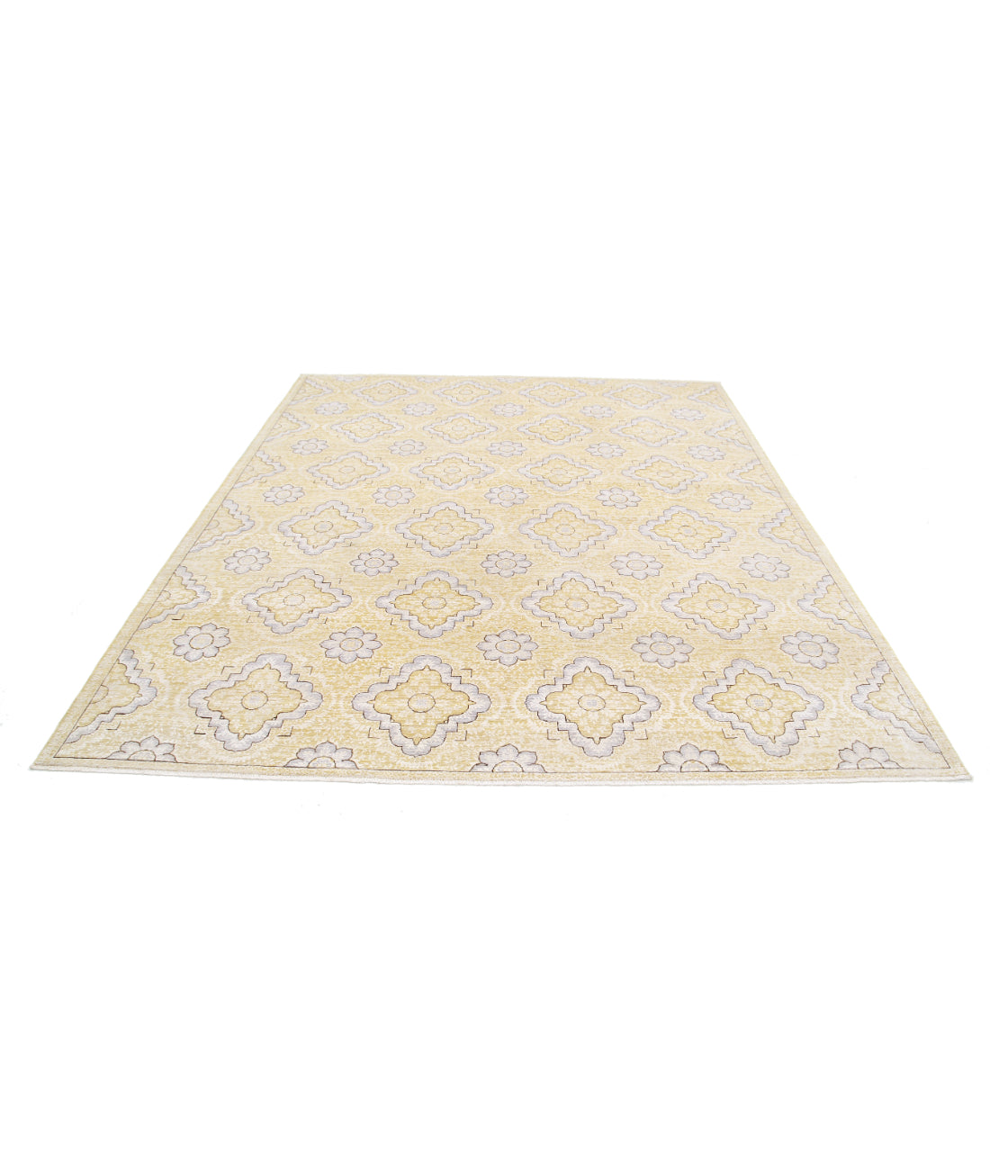 Hand Knotted Fine Artemix Wool Rug - 8'0'' x 9'6'' 8'0'' x 9'6'' (240 X 285) / Gold / Grey