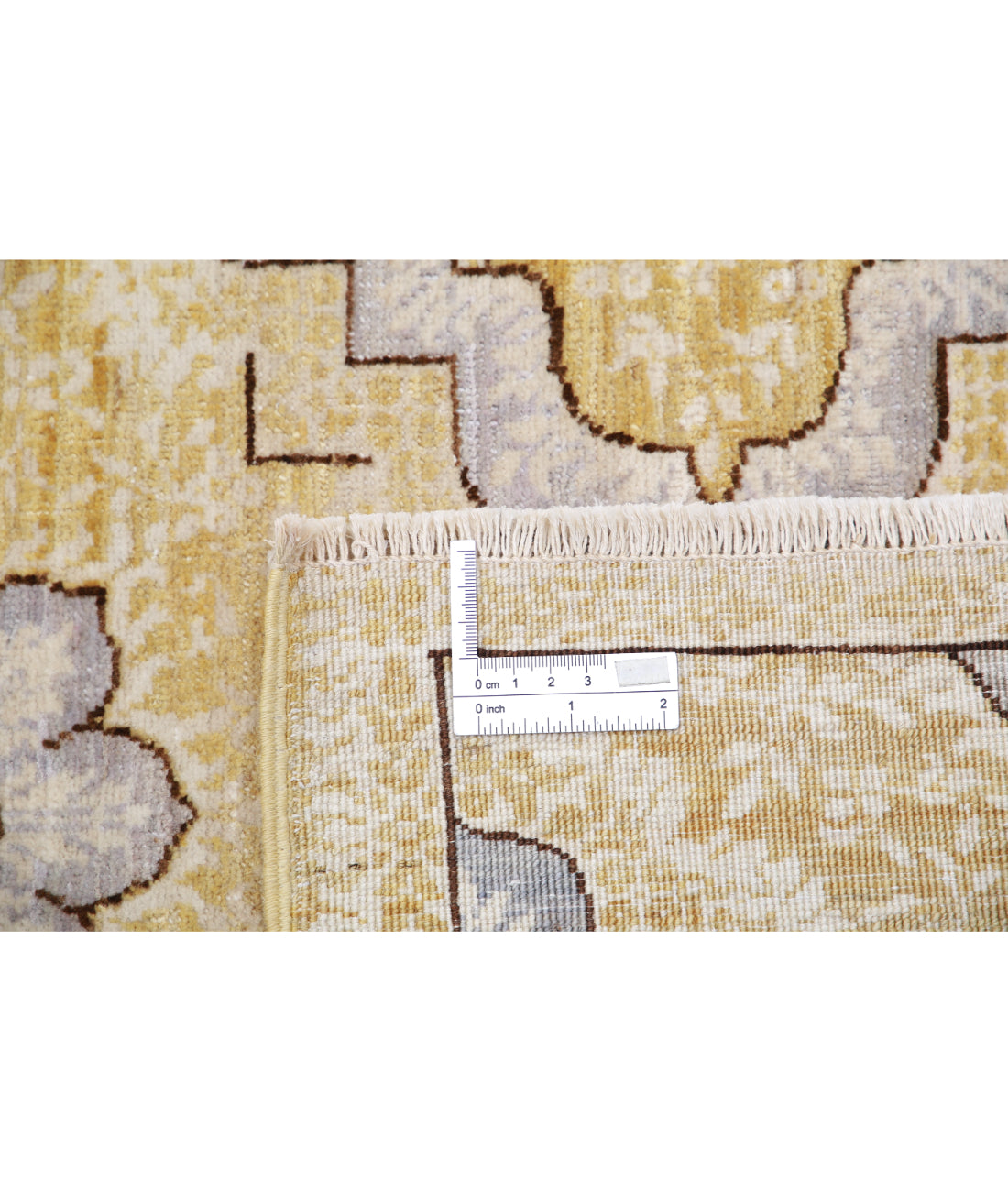 Hand Knotted Fine Artemix Wool Rug - 8'0'' x 9'6'' 8'0'' x 9'6'' (240 X 285) / Gold / Grey