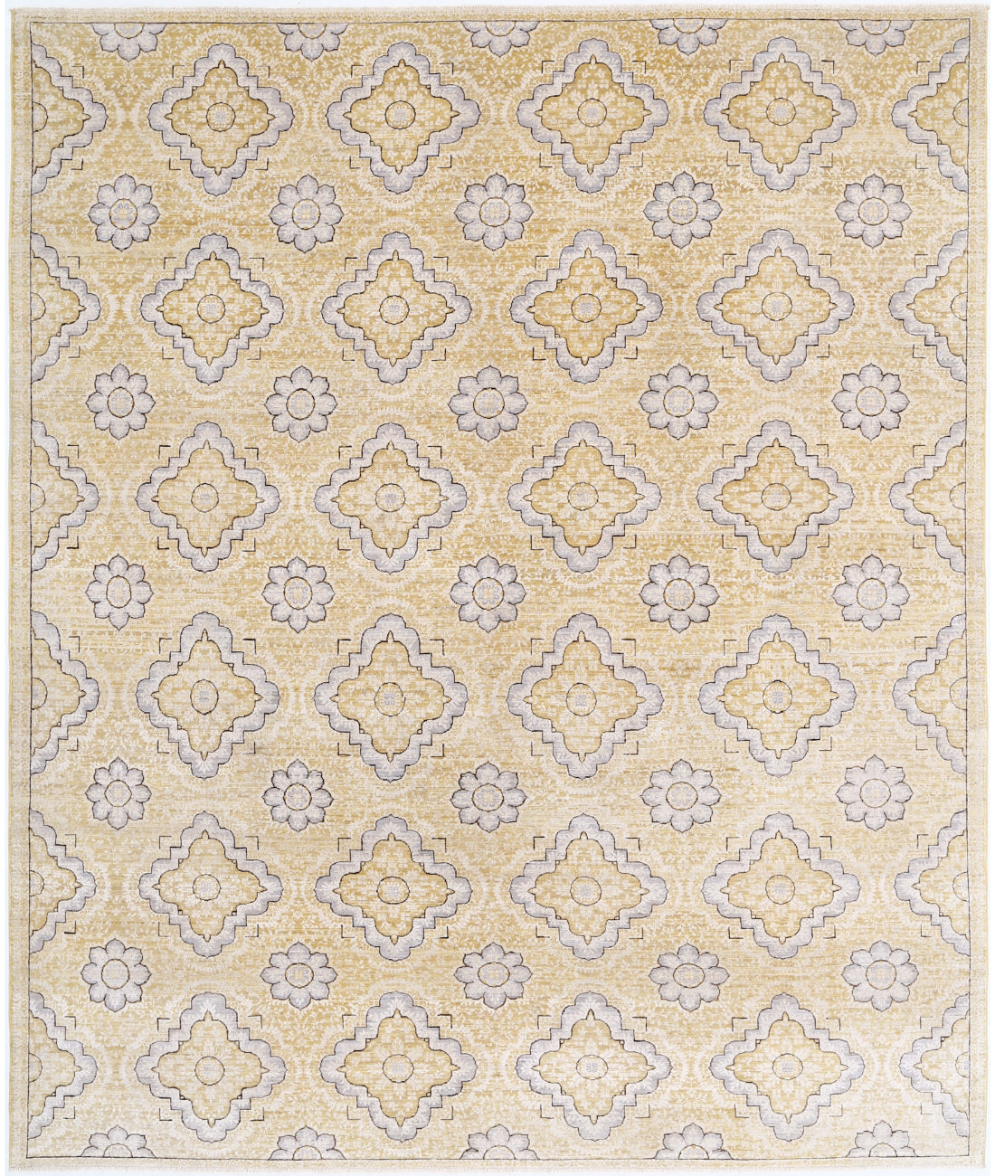 Hand Knotted Fine Artemix Wool Rug - 8&#39;0&#39;&#39; x 9&#39;6&#39;&#39; 8&#39;0&#39;&#39; x 9&#39;6&#39;&#39; (240 X 285) / Gold / Grey