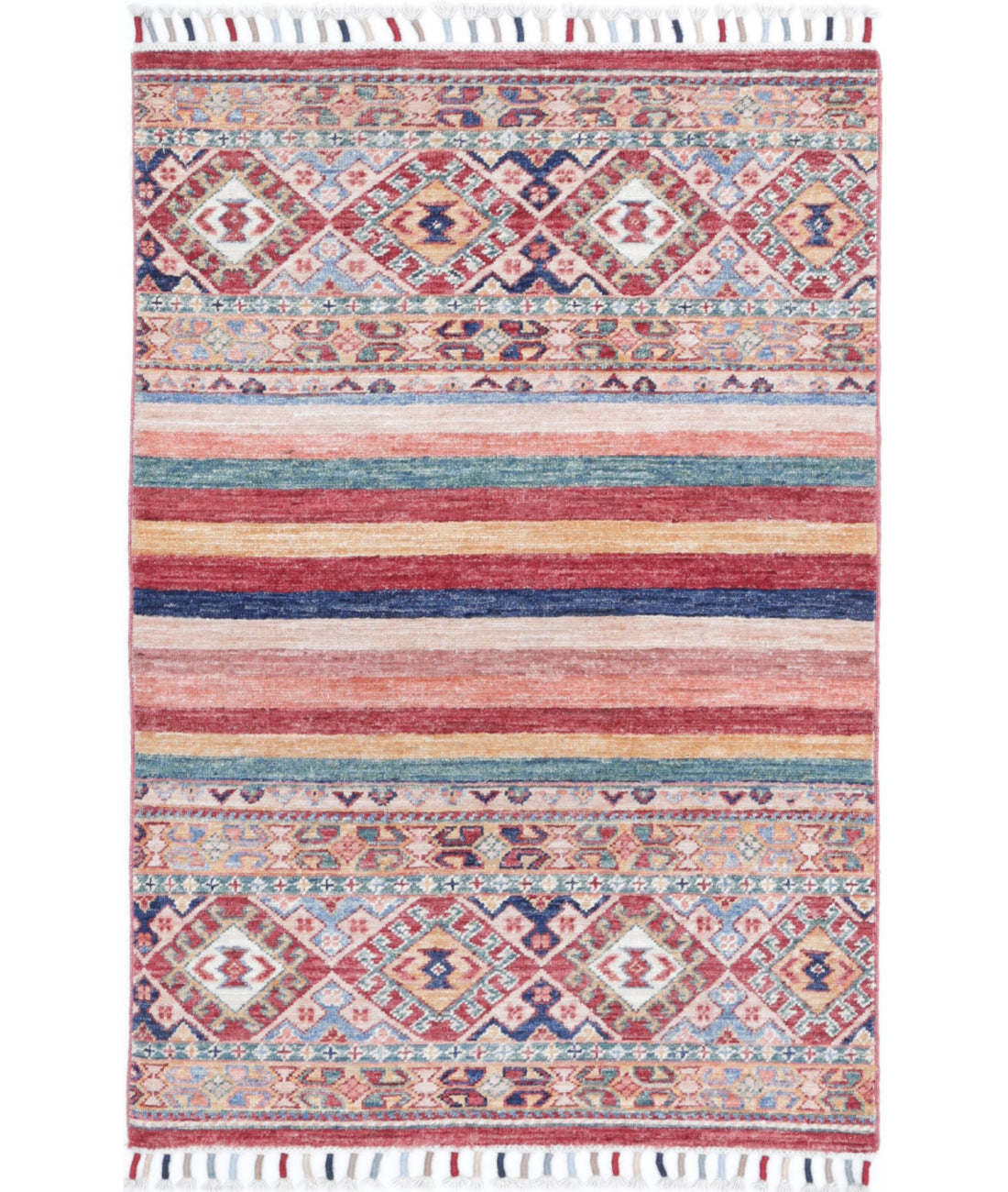 Hand Knotted Khurjeen Wool Rug - 2&#39;6&#39;&#39; x 3&#39;10&#39;&#39;