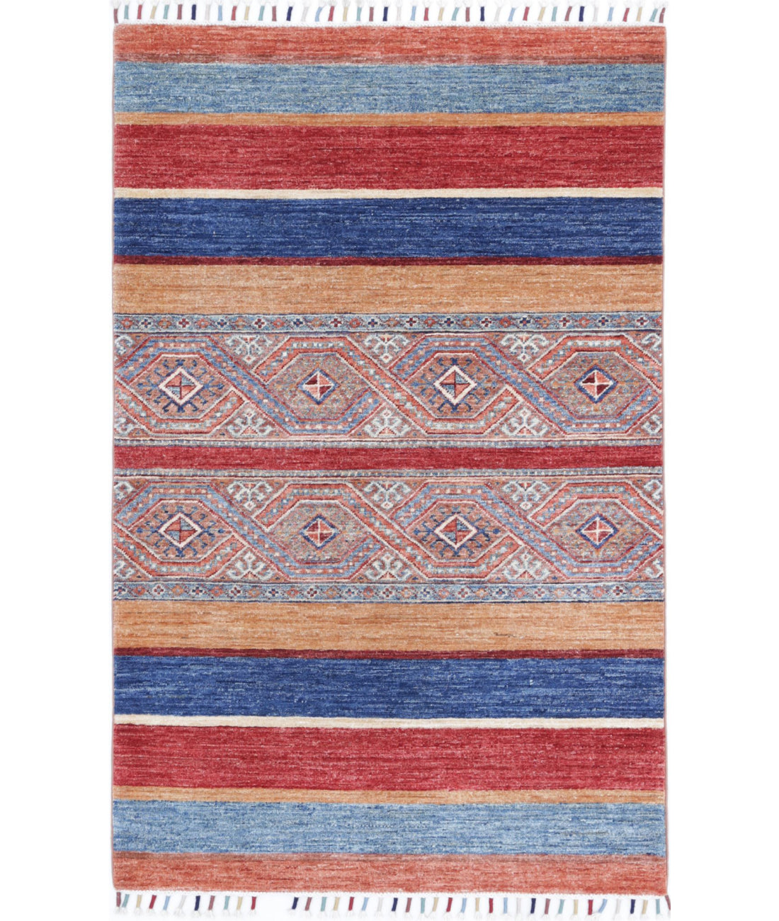 Hand Knotted Khurjeen Wool Rug - 3&#39;0&#39;&#39; x 4&#39;10&#39;&#39; 3&#39;0&#39;&#39; x 4&#39;10&#39;&#39; (90 X 145) / Multi / Multi