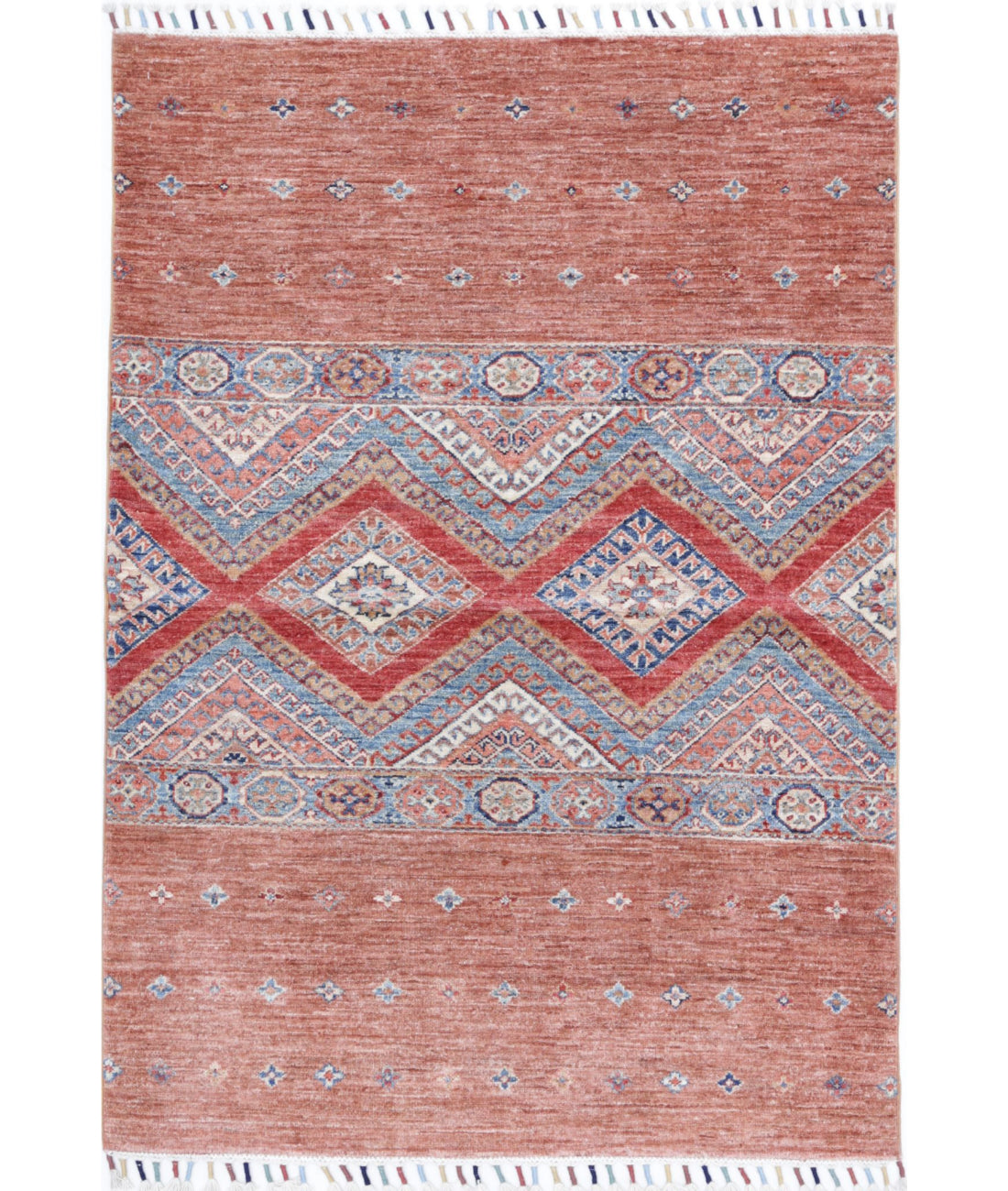Hand Knotted Khurjeen Wool Rug - 3&#39;3&#39;&#39; x 4&#39;7&#39;&#39; 3&#39;3&#39;&#39; x 4&#39;7&#39;&#39; (98 X 138) / Multi / Multi