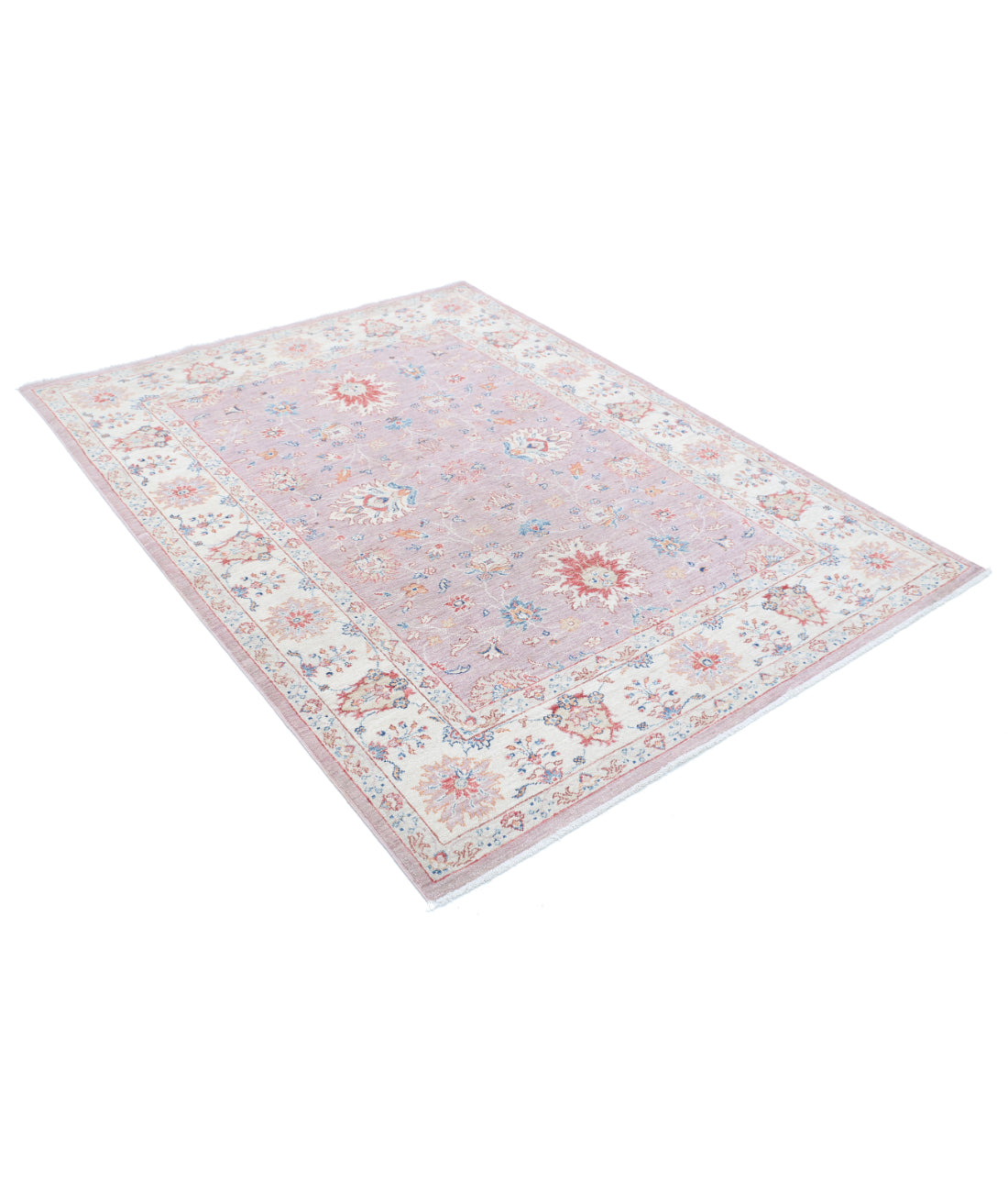 Hand Knotted Ziegler Farhan Wool Rug - 4'11'' x 6'6'' 4'11'' x 6'6'' (148 X 195) / Peach / Ivory