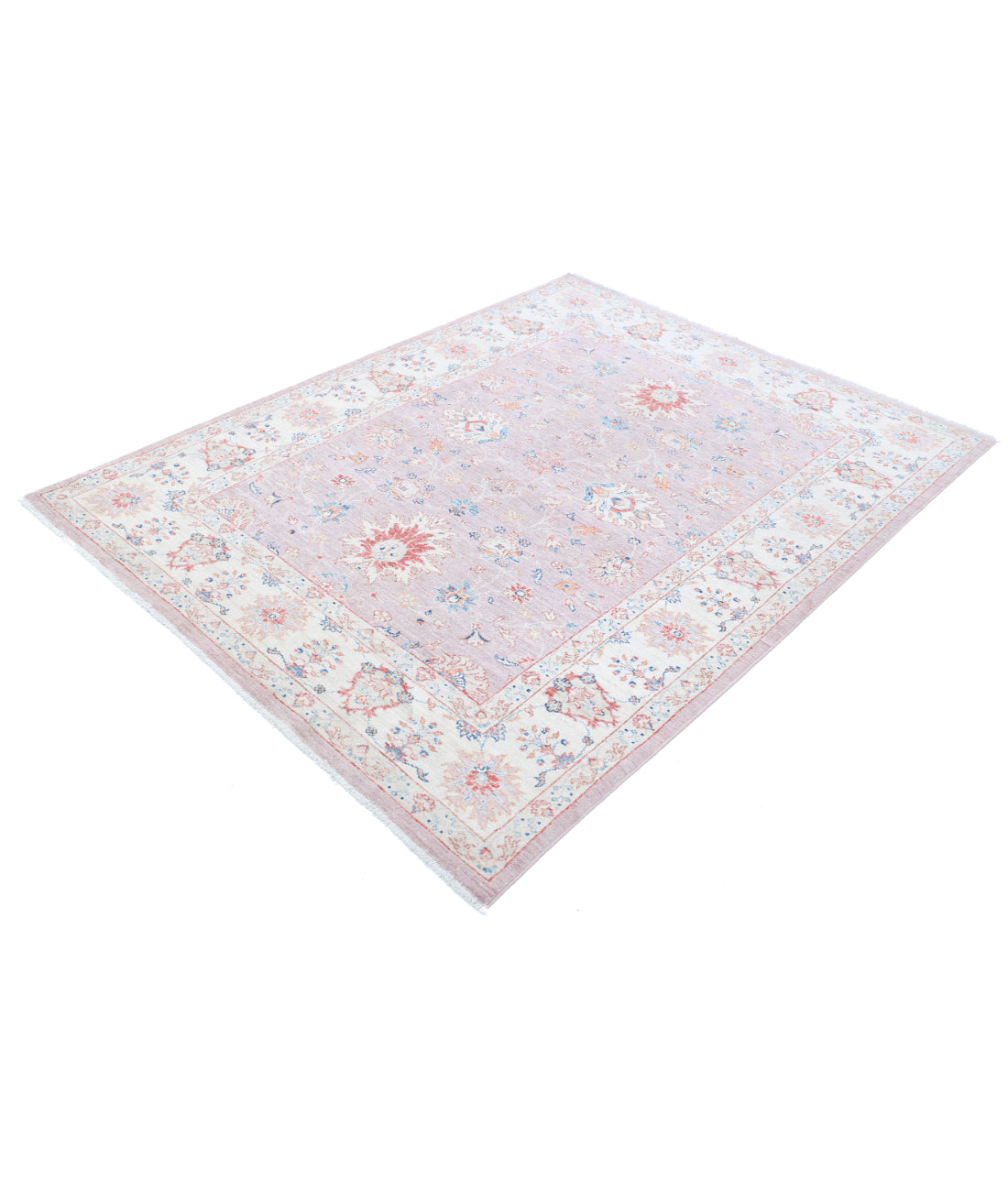 Hand Knotted Ziegler Farhan Wool Rug - 4'11'' x 6'6'' 4'11'' x 6'6'' (148 X 195) / Peach / Ivory