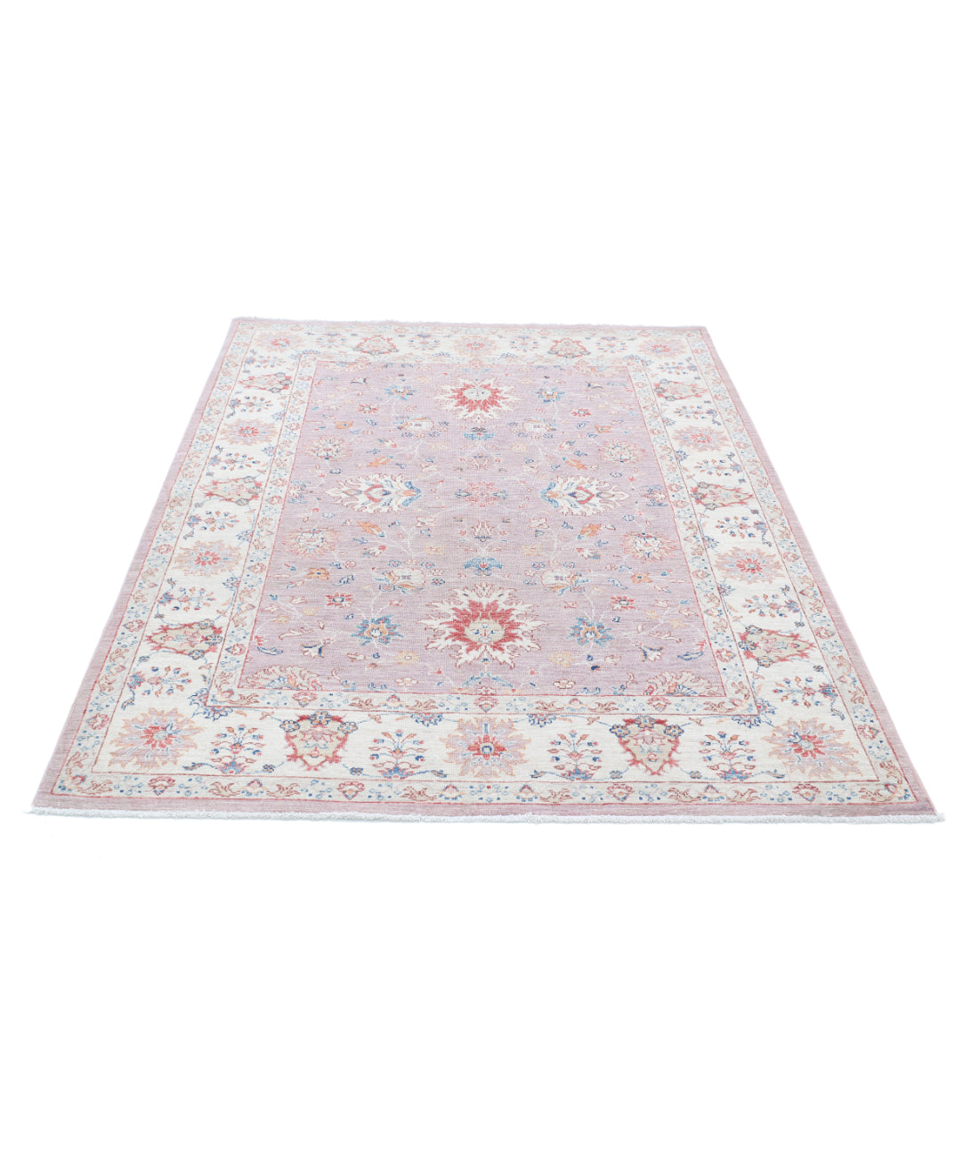 Hand Knotted Ziegler Farhan Wool Rug - 4'11'' x 6'6'' 4'11'' x 6'6'' (148 X 195) / Peach / Ivory
