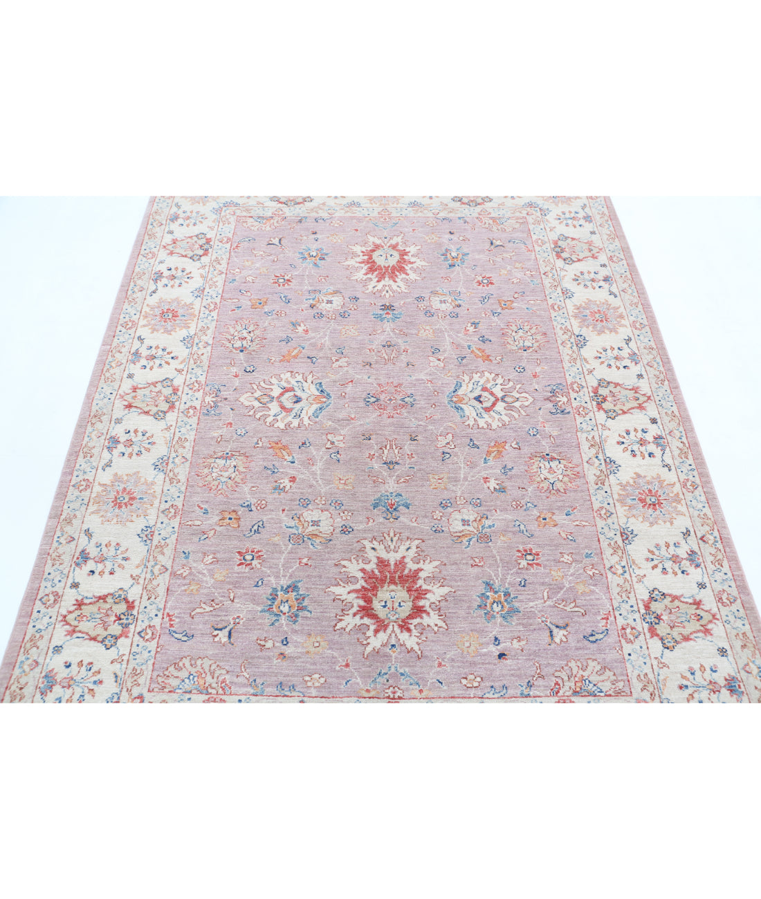 Hand Knotted Ziegler Farhan Wool Rug - 4'11'' x 6'6'' 4'11'' x 6'6'' (148 X 195) / Peach / Ivory