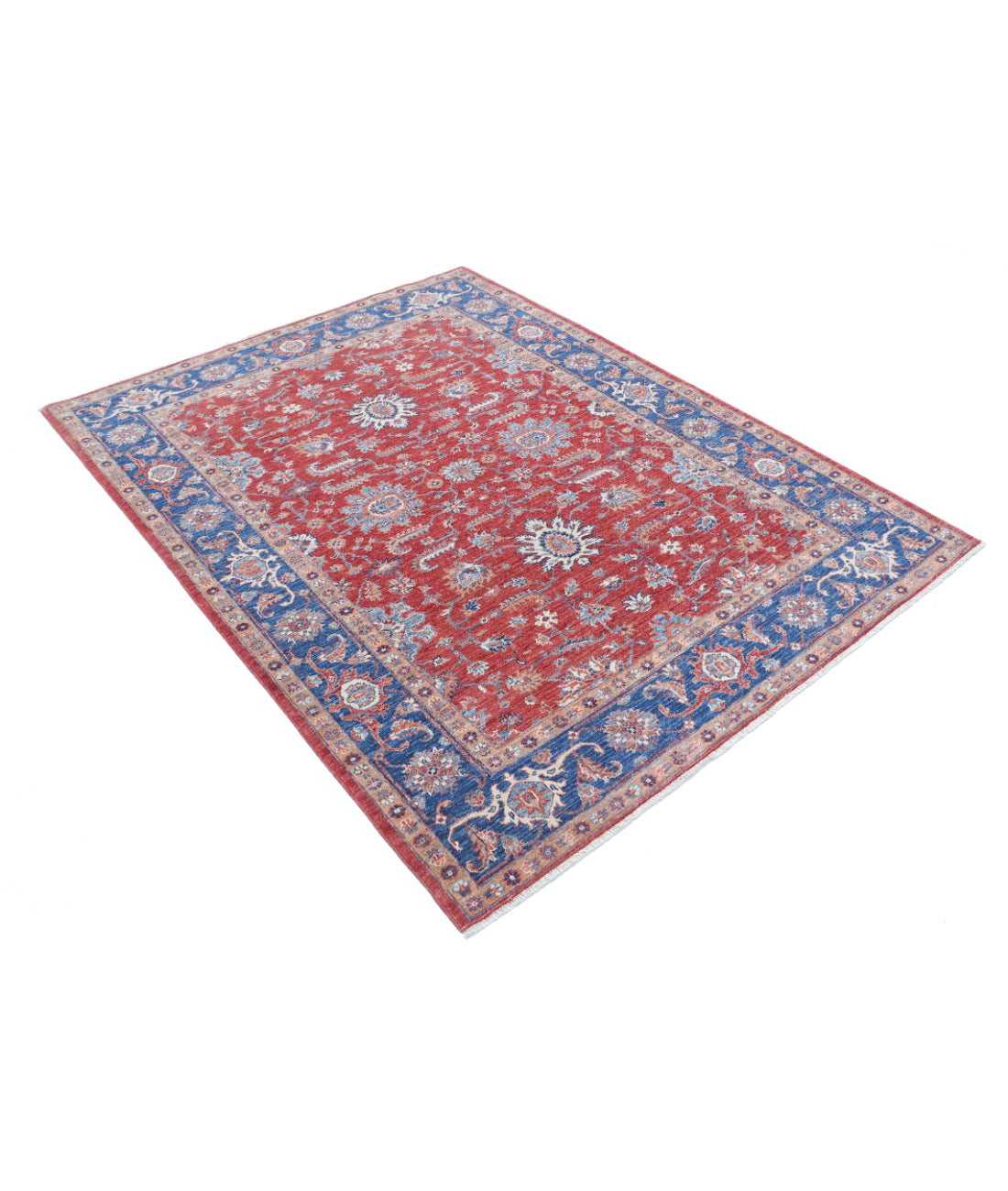 Hand Knotted Ziegler Farhan Wool Rug - 5'0'' x 6'4'' 5'0'' x 6'4'' (150 X 190) / Red / Blue