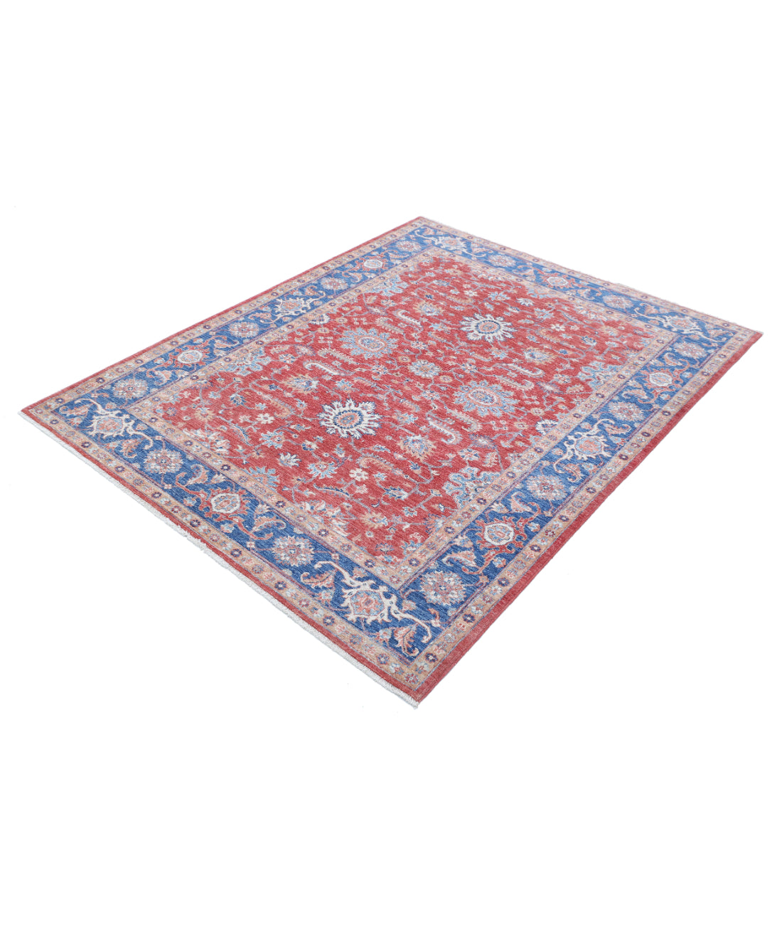 Hand Knotted Ziegler Farhan Wool Rug - 5'0'' x 6'4'' 5'0'' x 6'4'' (150 X 190) / Red / Blue