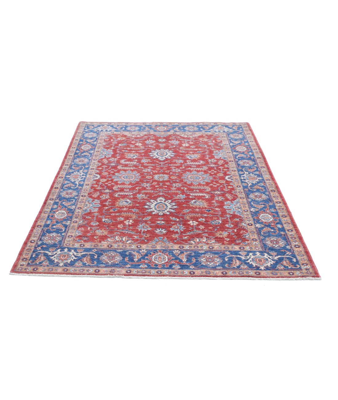 Hand Knotted Ziegler Farhan Wool Rug - 5'0'' x 6'4'' 5'0'' x 6'4'' (150 X 190) / Red / Blue