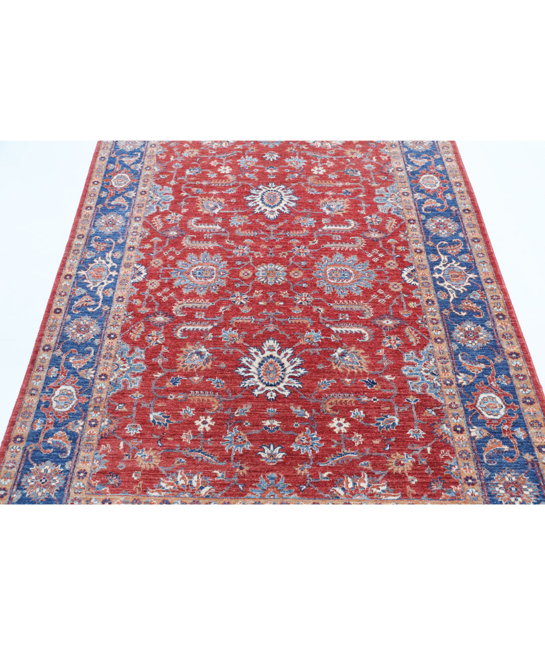 Hand Knotted Ziegler Farhan Wool Rug - 5'0'' x 6'4'' 5'0'' x 6'4'' (150 X 190) / Red / Blue