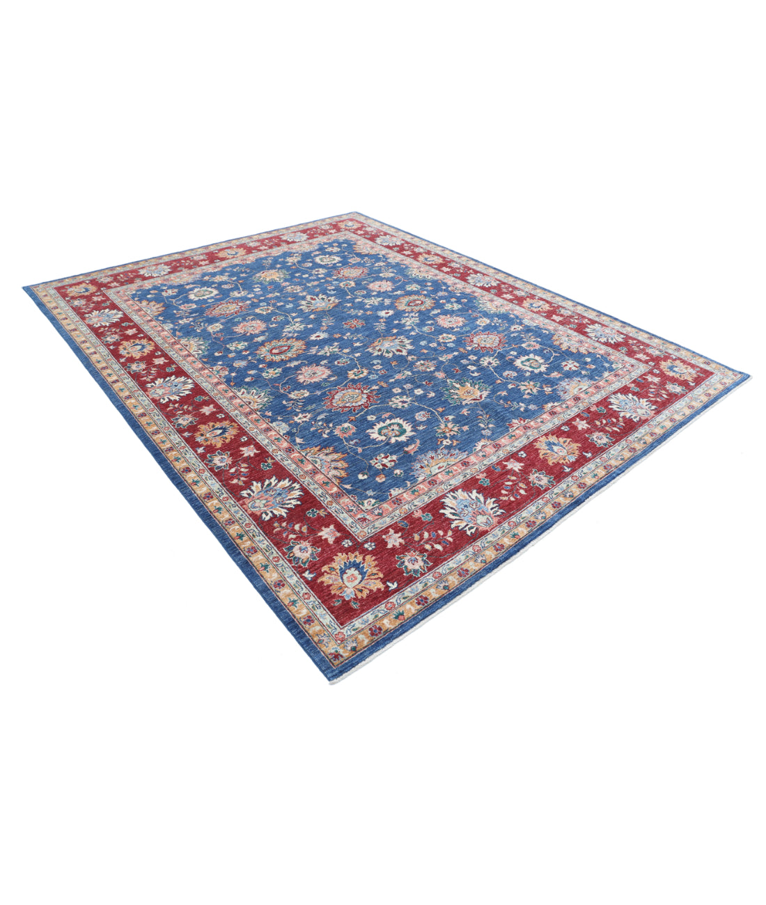 Hand Knotted Ziegler Farhan Wool Rug - 7'9'' x 9'8'' 7'9'' x 9'8'' (233 X 290) / Blue / Red