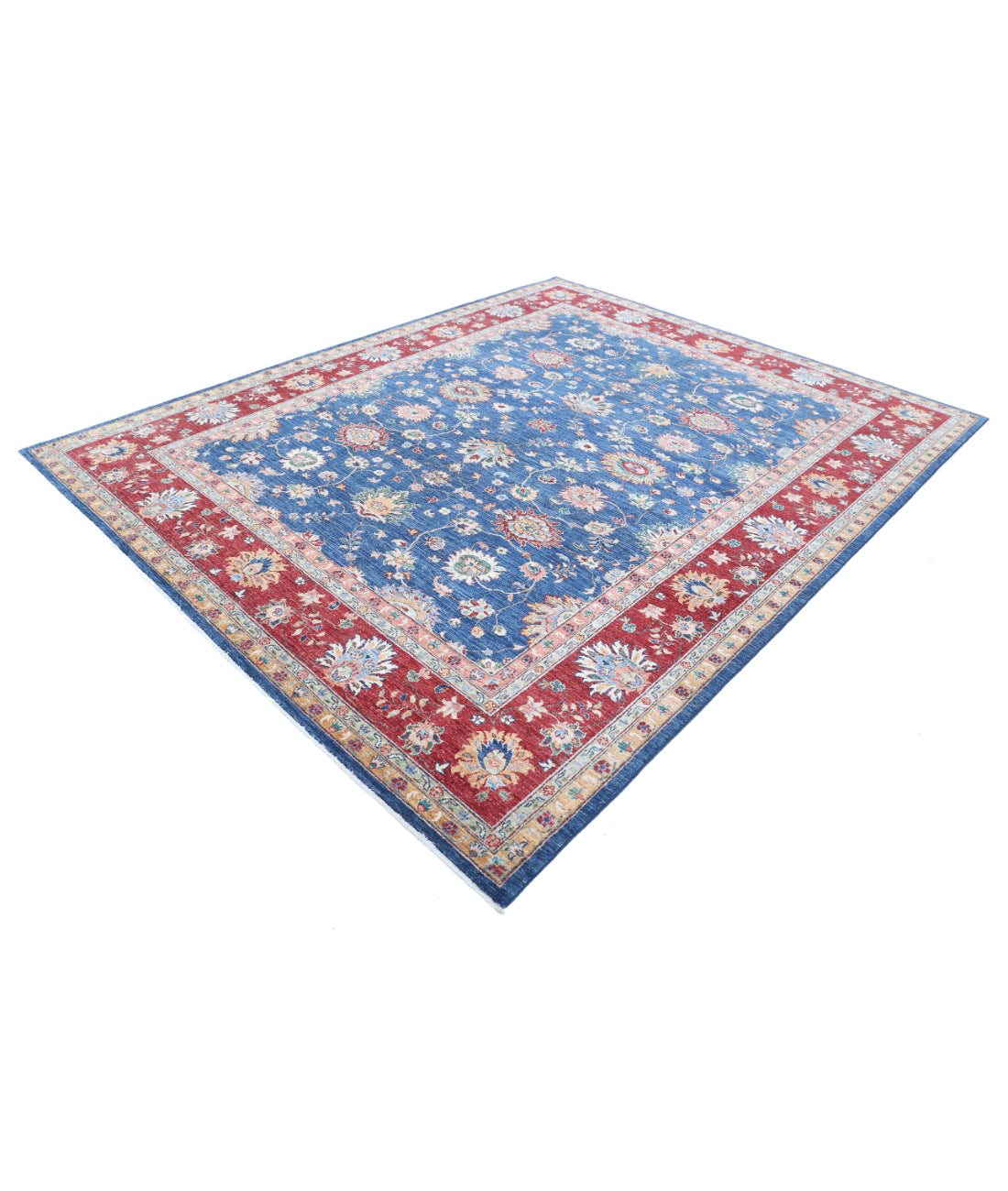 Hand Knotted Ziegler Farhan Wool Rug - 7'9'' x 9'8'' 7'9'' x 9'8'' (233 X 290) / Blue / Red