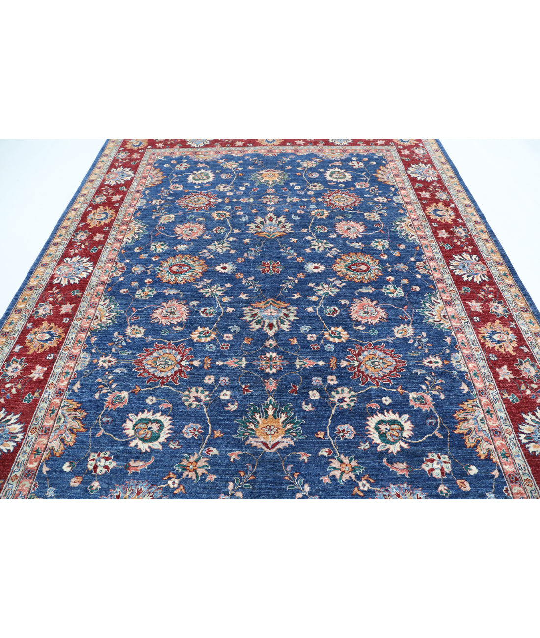 Hand Knotted Ziegler Farhan Wool Rug - 7'9'' x 9'8'' 7'9'' x 9'8'' (233 X 290) / Blue / Red