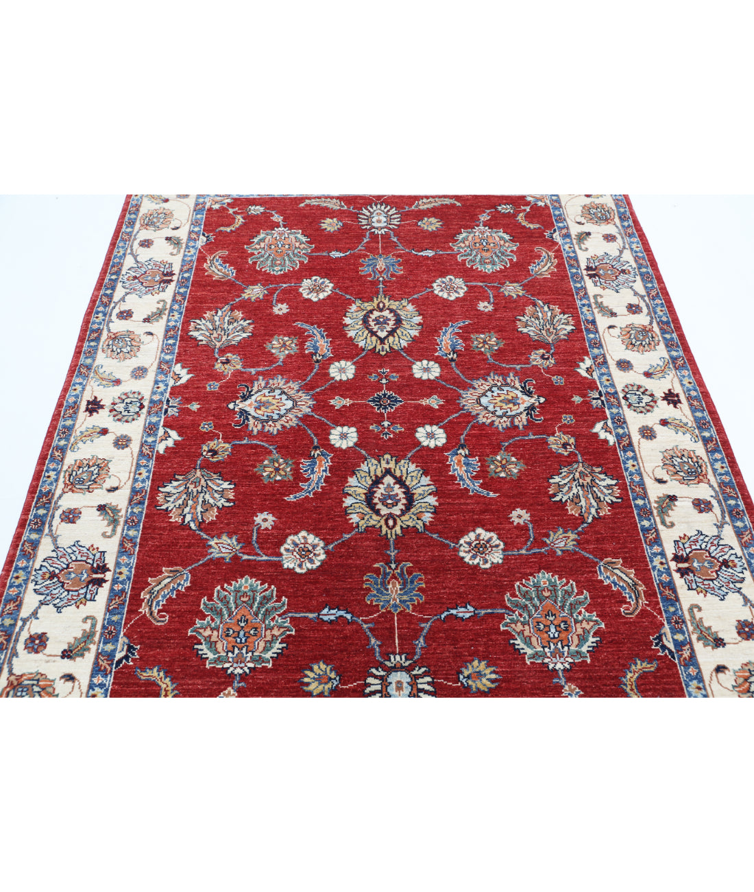 Hand Knotted Ziegler Farhan Wool Rug - 5'0'' x 6'7'' 5'0'' x 6'7'' (150 X 198) / Red / Ivory