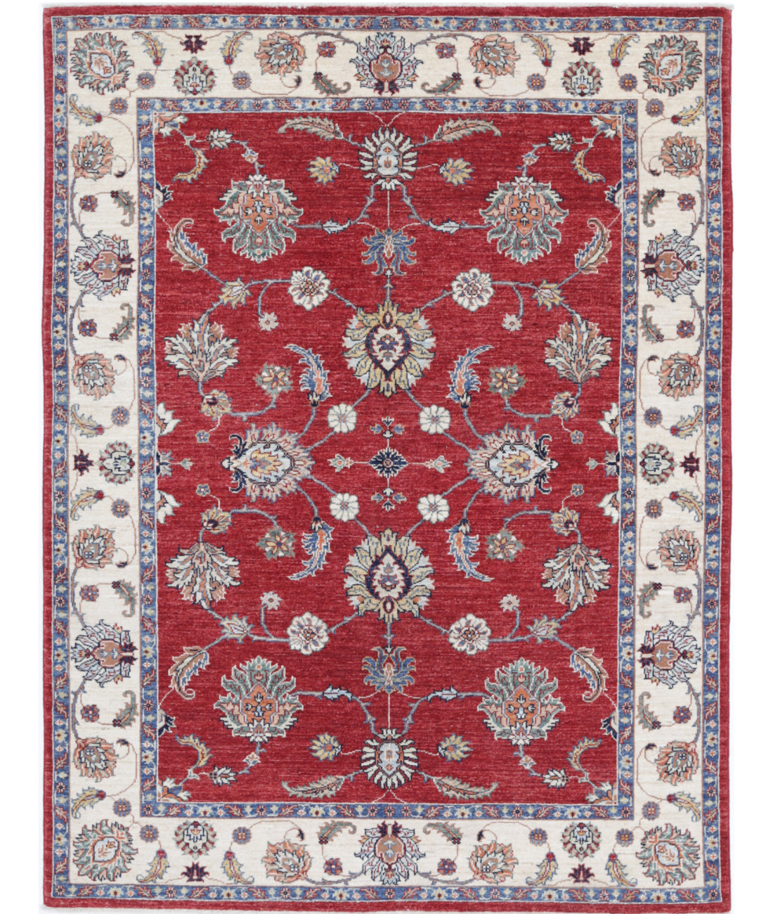 Hand Knotted Ziegler Farhan Wool Rug - 5&#39;0&#39;&#39; x 6&#39;7&#39;&#39; 5&#39;0&#39;&#39; x 6&#39;7&#39;&#39; (150 X 198) / Red / Ivory