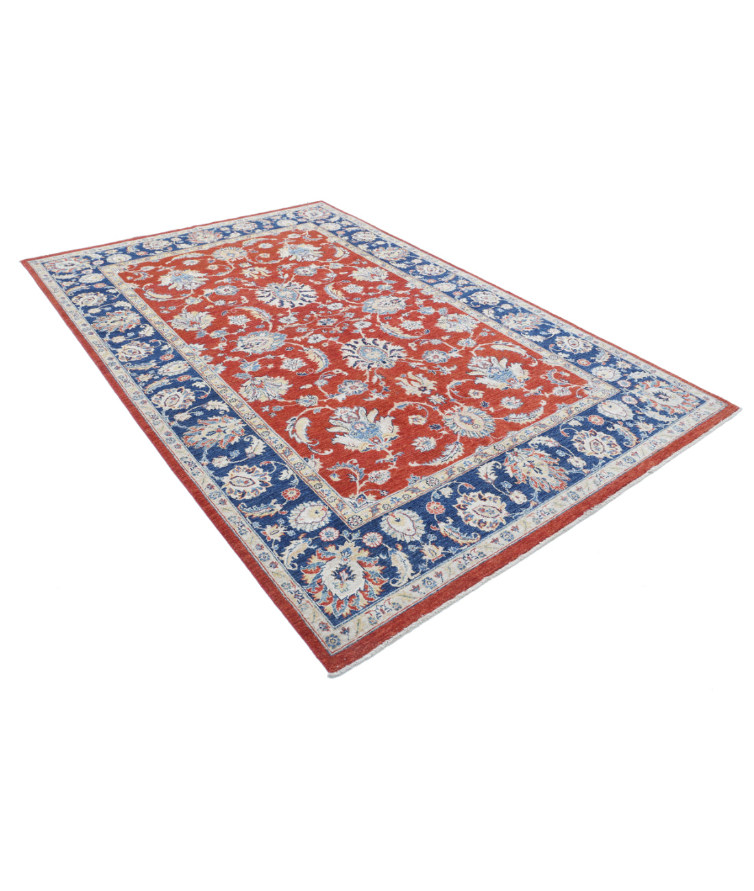 Hand Knotted Ziegler Farhan Wool Rug - 6'4'' x 9'6'' 6'4'' x 9'6'' (190 X 285) / Red / Blue