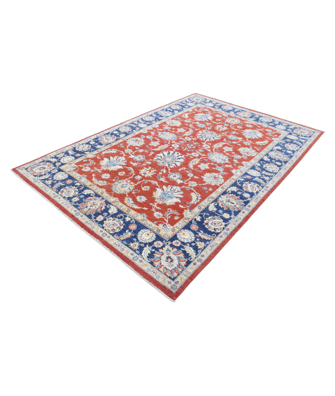 Hand Knotted Ziegler Farhan Wool Rug - 6'4'' x 9'6'' 6'4'' x 9'6'' (190 X 285) / Red / Blue