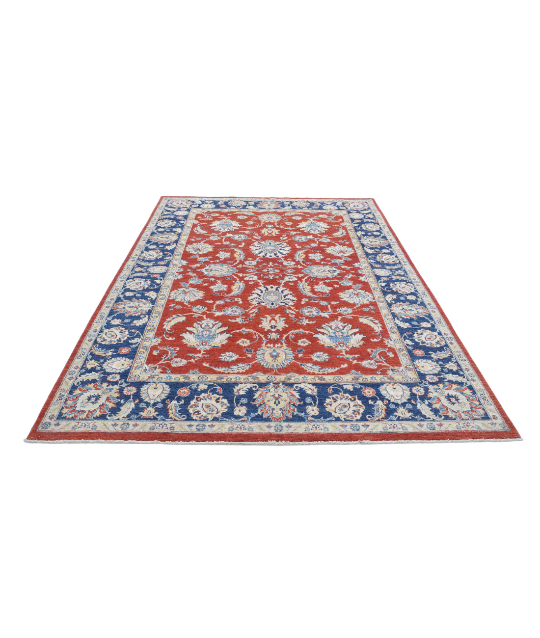 Hand Knotted Ziegler Farhan Wool Rug - 6'4'' x 9'6'' 6'4'' x 9'6'' (190 X 285) / Red / Blue