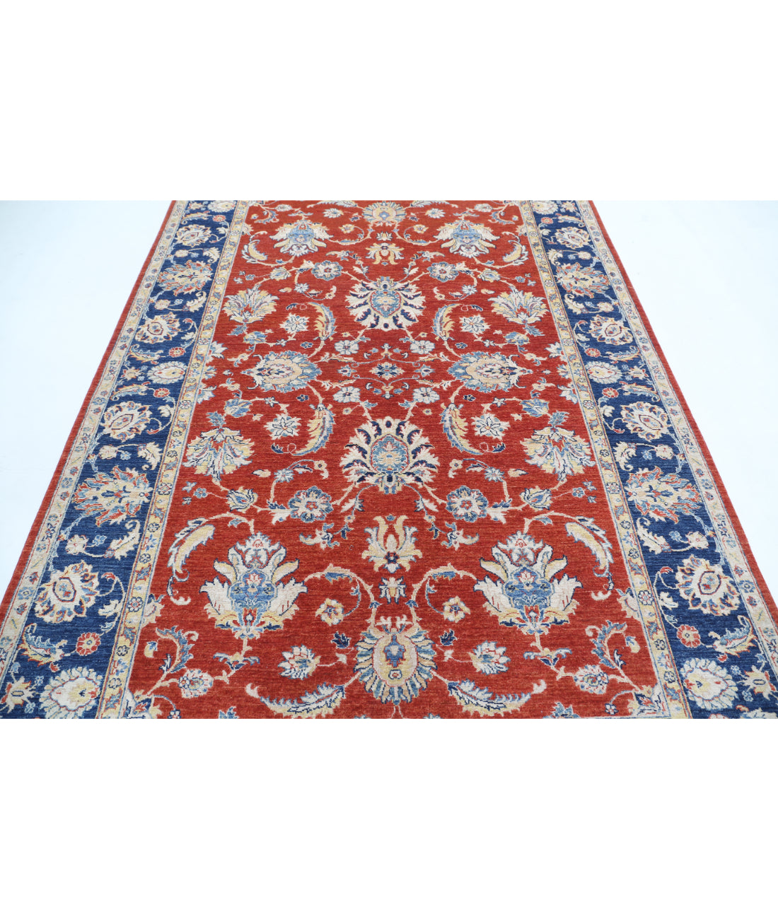 Hand Knotted Ziegler Farhan Wool Rug - 6'4'' x 9'6'' 6'4'' x 9'6'' (190 X 285) / Red / Blue