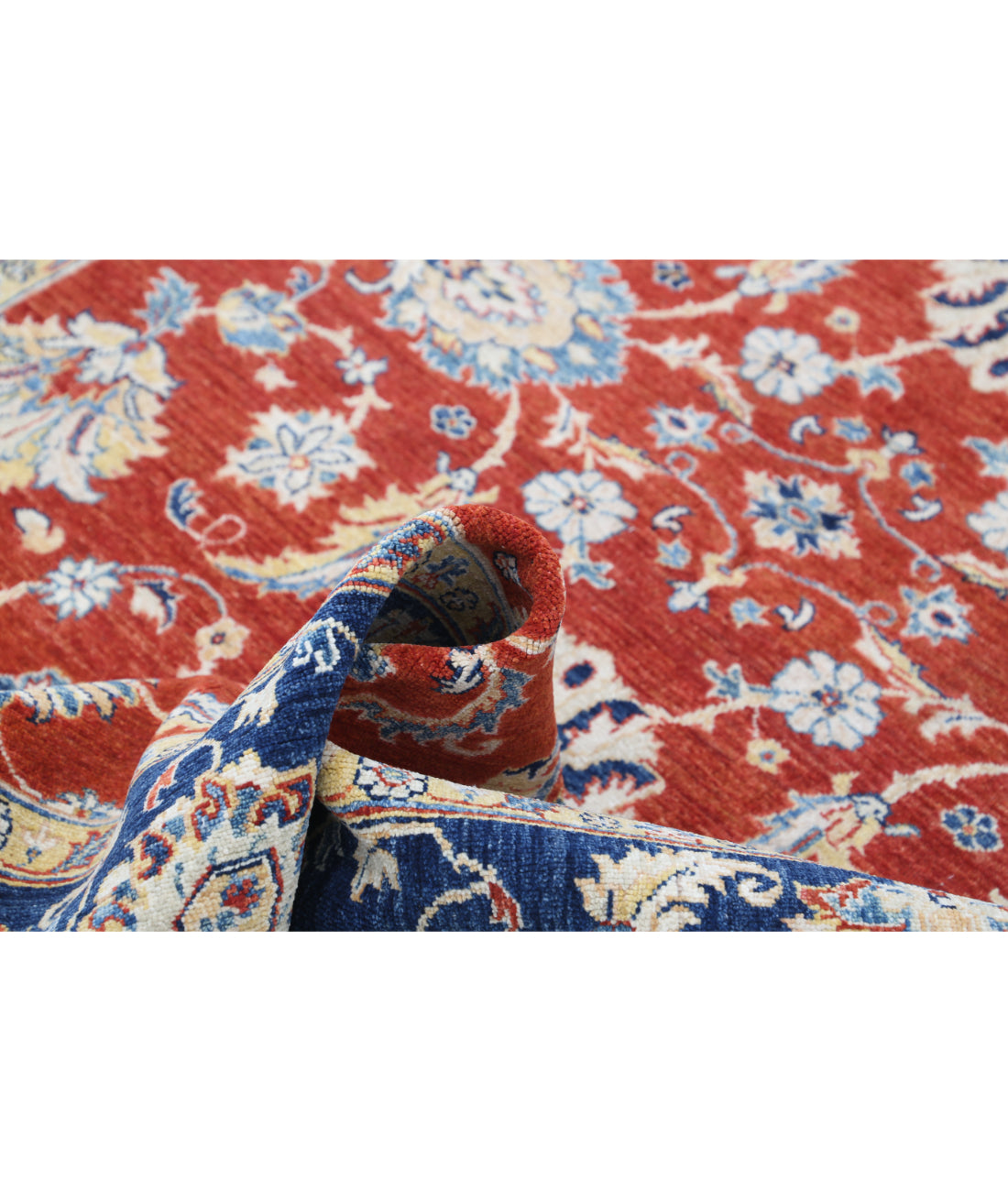 Hand Knotted Ziegler Farhan Wool Rug - 6'4'' x 9'6'' 6'4'' x 9'6'' (190 X 285) / Red / Blue