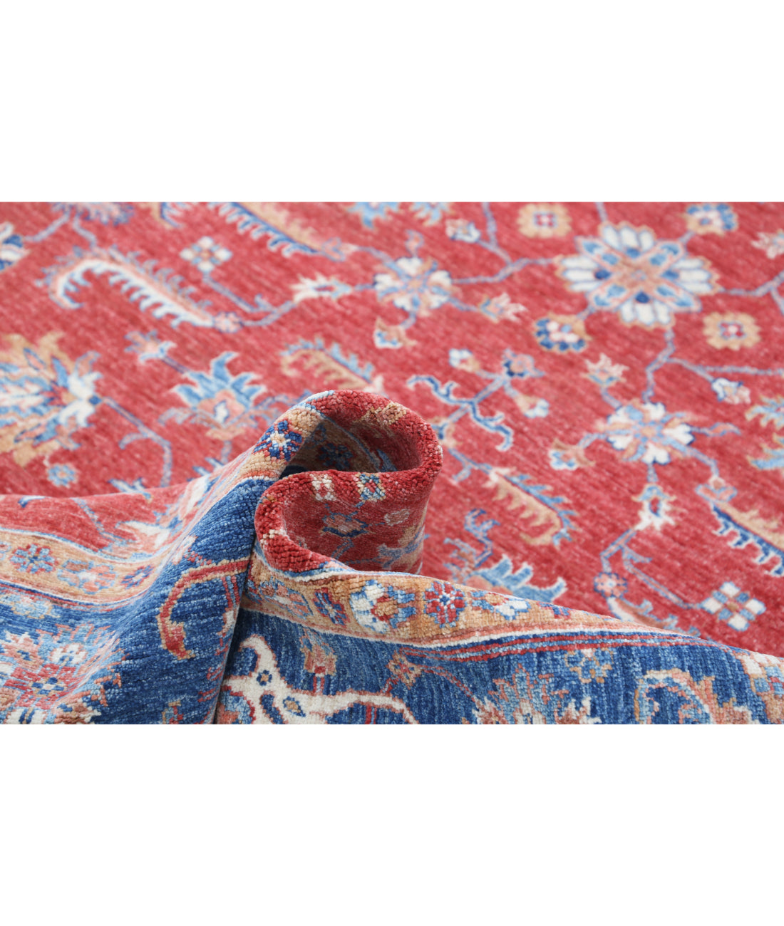 Hand Knotted Ziegler Farhan Wool Rug - 6'8'' x 9'10'' 6'8'' x 9'10'' (200 X 295) / Red / Blue