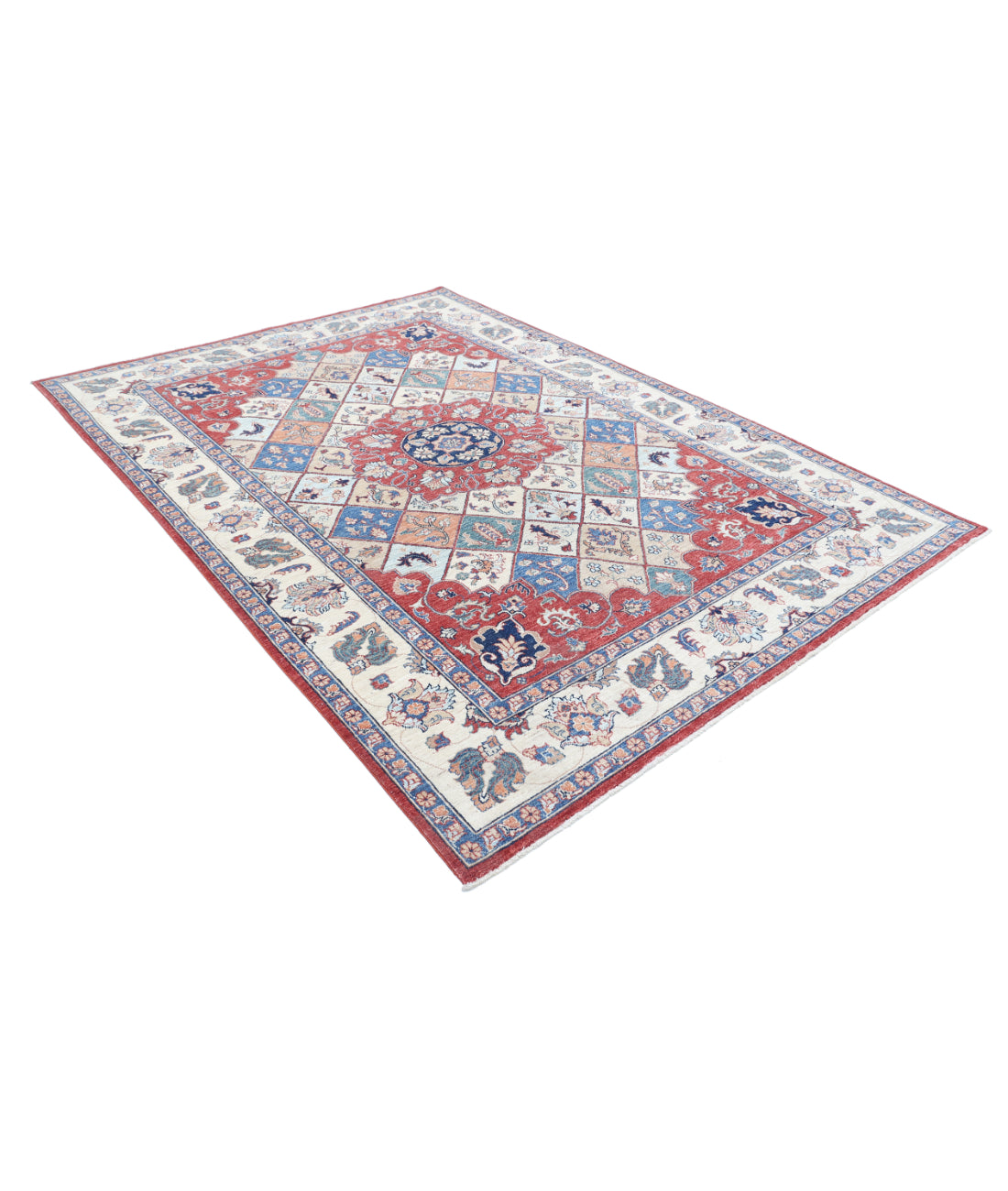 Hand Knotted Ziegler Farhan Wool Rug - 6'7'' x 9'3'' 6'7'' x 9'3'' (198 X 278) / Red / Ivory