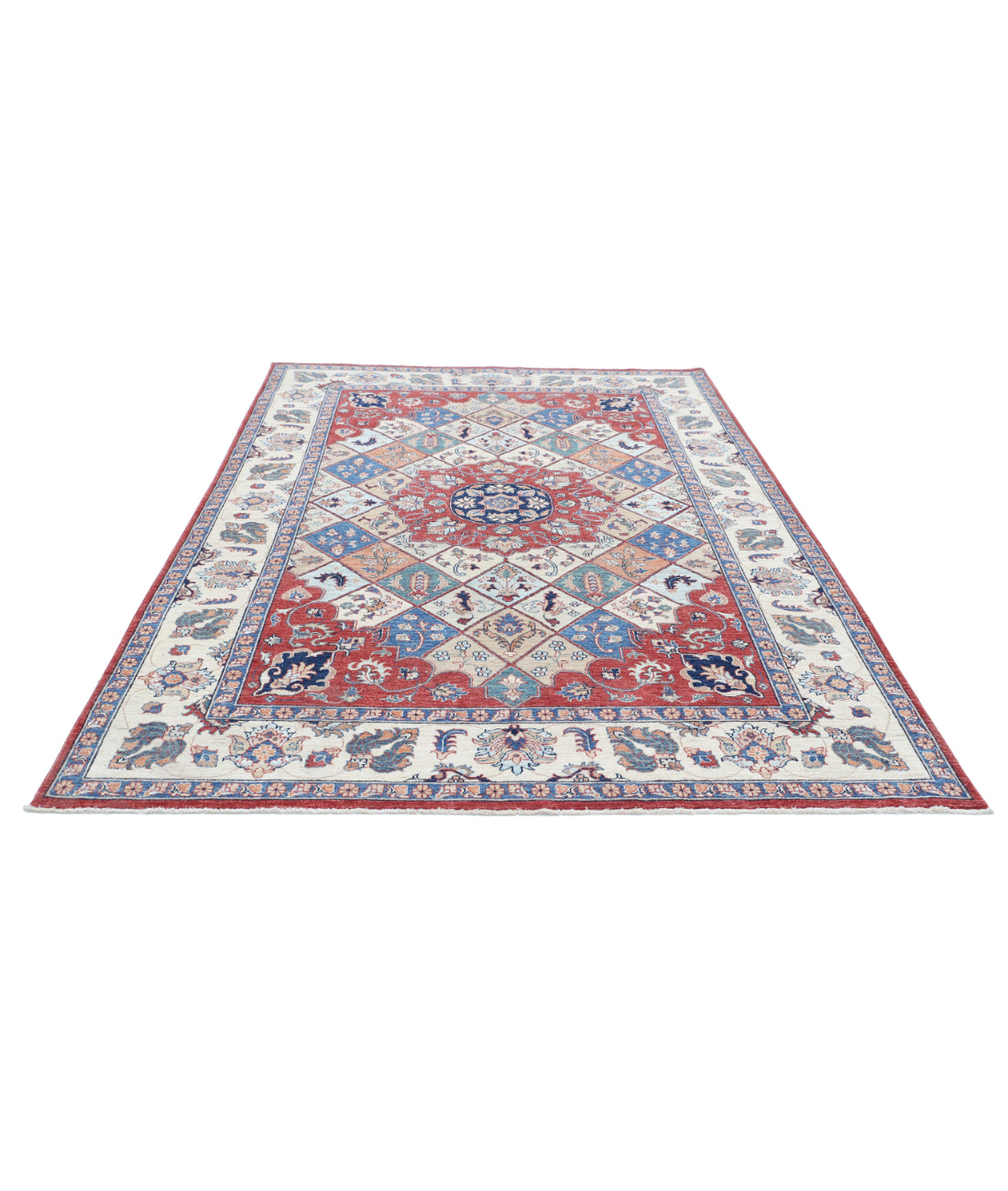Hand Knotted Ziegler Farhan Wool Rug - 6'7'' x 9'3'' 6'7'' x 9'3'' (198 X 278) / Red / Ivory
