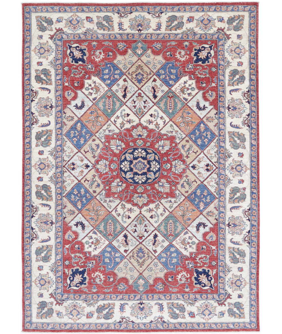 Hand Knotted Ziegler Farhan Wool Rug - 6&#39;7&#39;&#39; x 9&#39;3&#39;&#39; 6&#39;7&#39;&#39; x 9&#39;3&#39;&#39; (198 X 278) / Red / Ivory