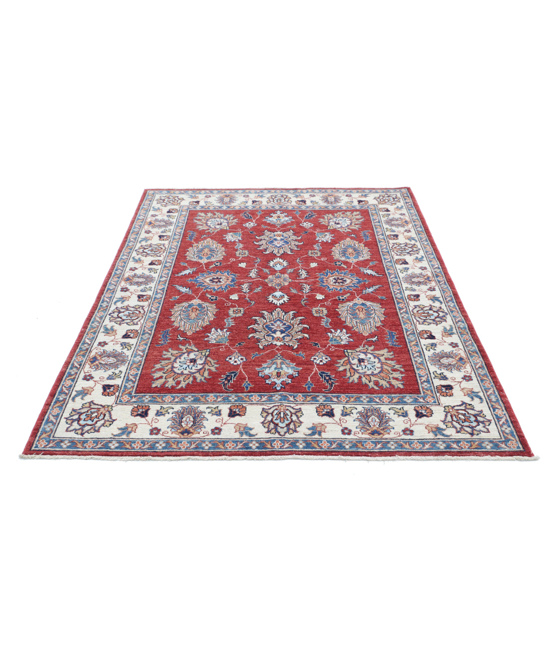 Hand Knotted Ziegler Farhan Wool Rug - 4'10'' x 6'6'' 4'10'' x 6'6'' (145 X 195) / Red / Ivory
