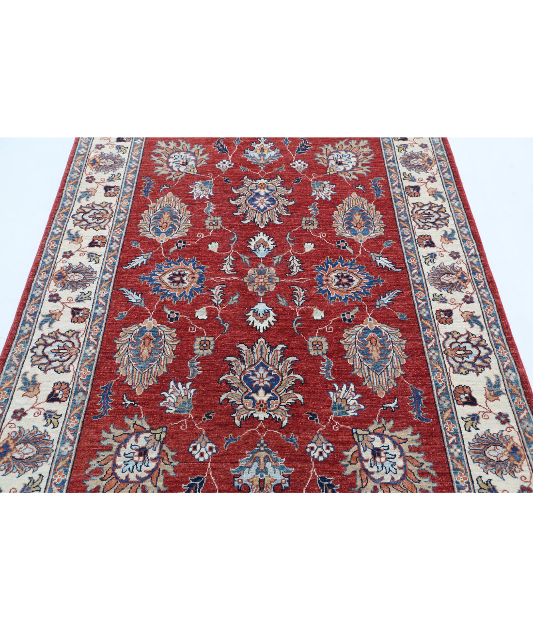 Hand Knotted Ziegler Farhan Wool Rug - 4'10'' x 6'6'' 4'10'' x 6'6'' (145 X 195) / Red / Ivory