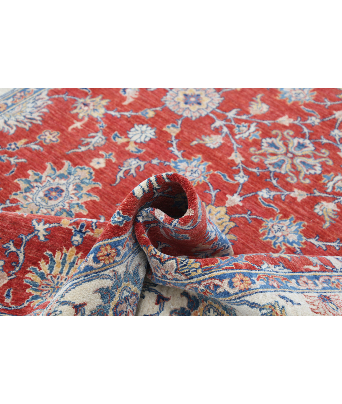 Hand Knotted Ziegler Farhan Wool Rug - 6'5'' x 9'9'' 6'5'' x 9'9'' (193 X 293) / Red / Ivory