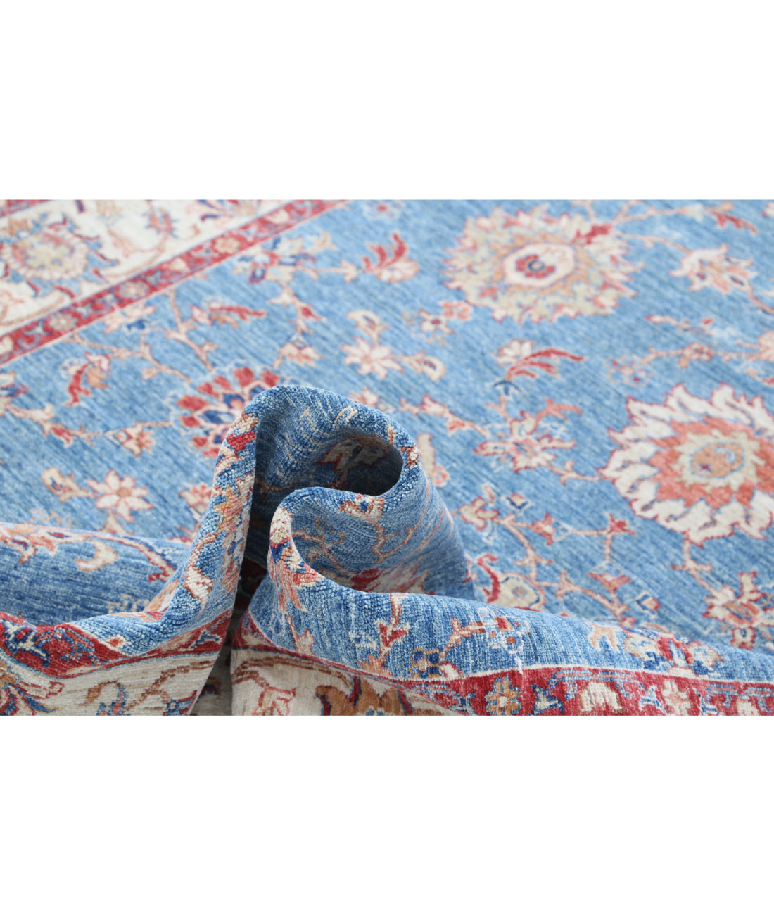 Hand Knotted Ziegler Farhan Wool Rug - 6'0'' x 8'3'' 6'0'' x 8'3'' (180 X 248) / Blue / Ivory