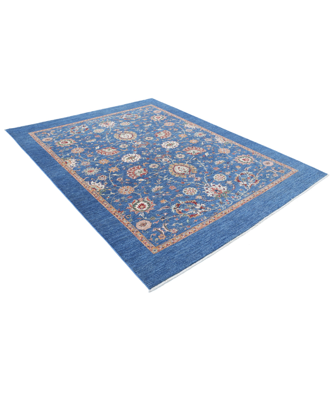 Hand Knotted Ziegler Farhan Wool Rug - 6'9'' x 8'10'' 6'9'' x 8'10'' (203 X 265) / Blue / N/A