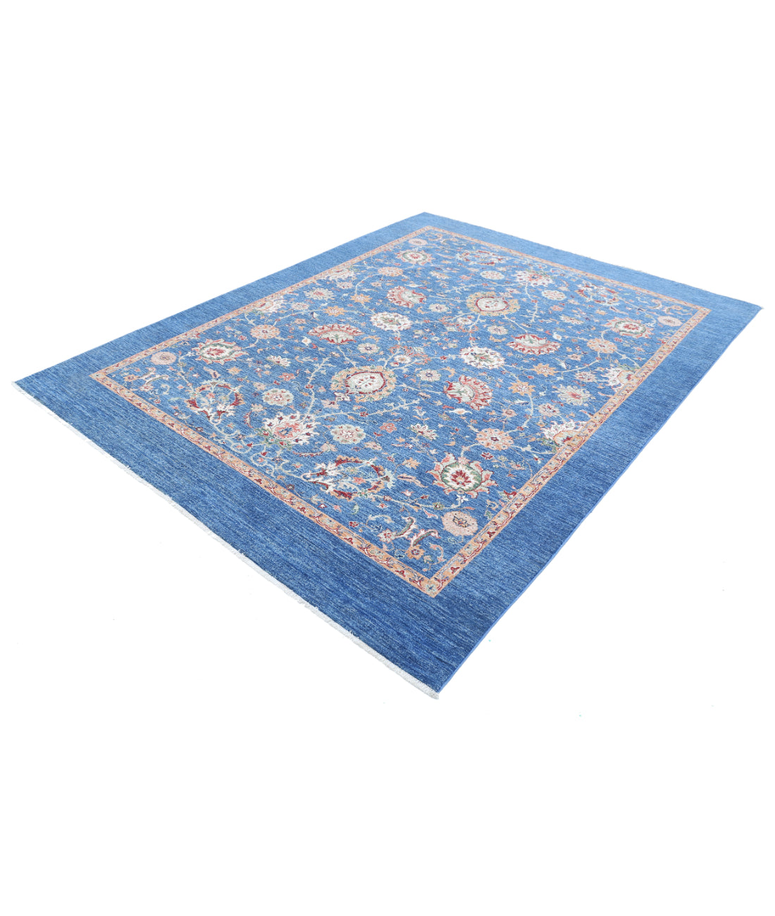 Hand Knotted Ziegler Farhan Wool Rug - 6'9'' x 8'10'' 6'9'' x 8'10'' (203 X 265) / Blue / N/A