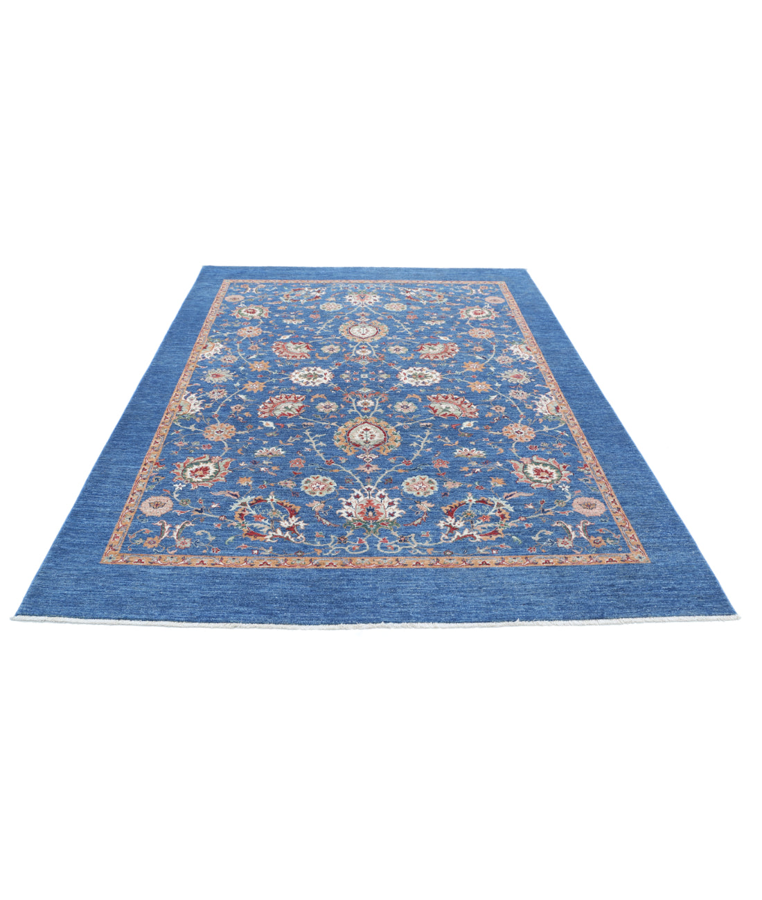Hand Knotted Ziegler Farhan Wool Rug - 6'9'' x 8'10'' 6'9'' x 8'10'' (203 X 265) / Blue / N/A