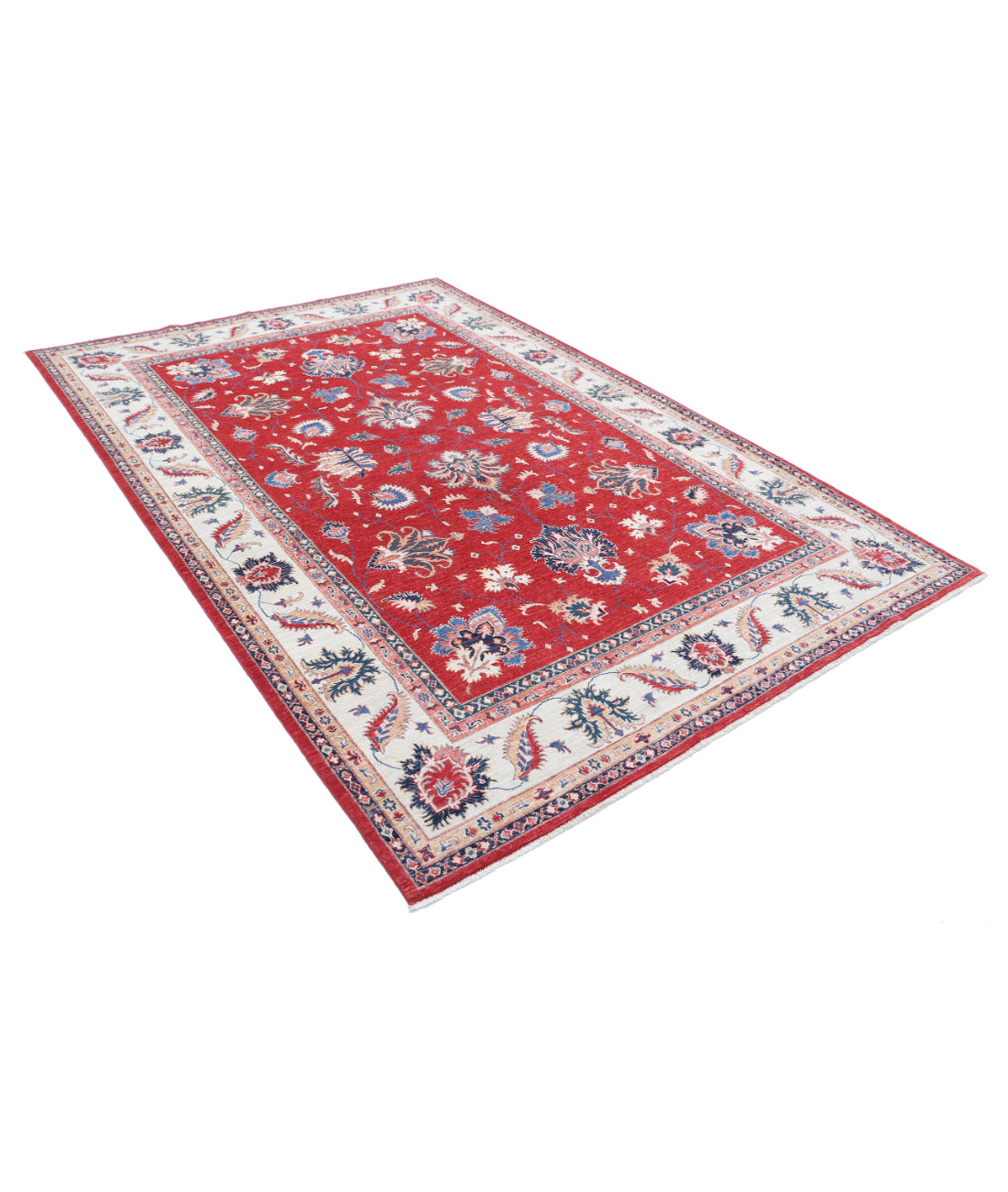 Hand Knotted Ziegler Farhan Wool Rug - 6'6'' x 9'4'' 6'6'' x 9'4'' (195 X 280) / Red / Ivory
