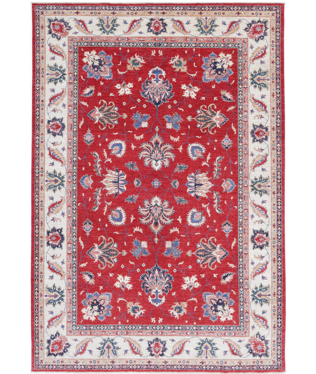 Hand Knotted Ziegler Farhan Wool Rug - 6&#39;6&#39;&#39; x 9&#39;4&#39;&#39; 6&#39;6&#39;&#39; x 9&#39;4&#39;&#39; (195 X 280) / Red / Ivory