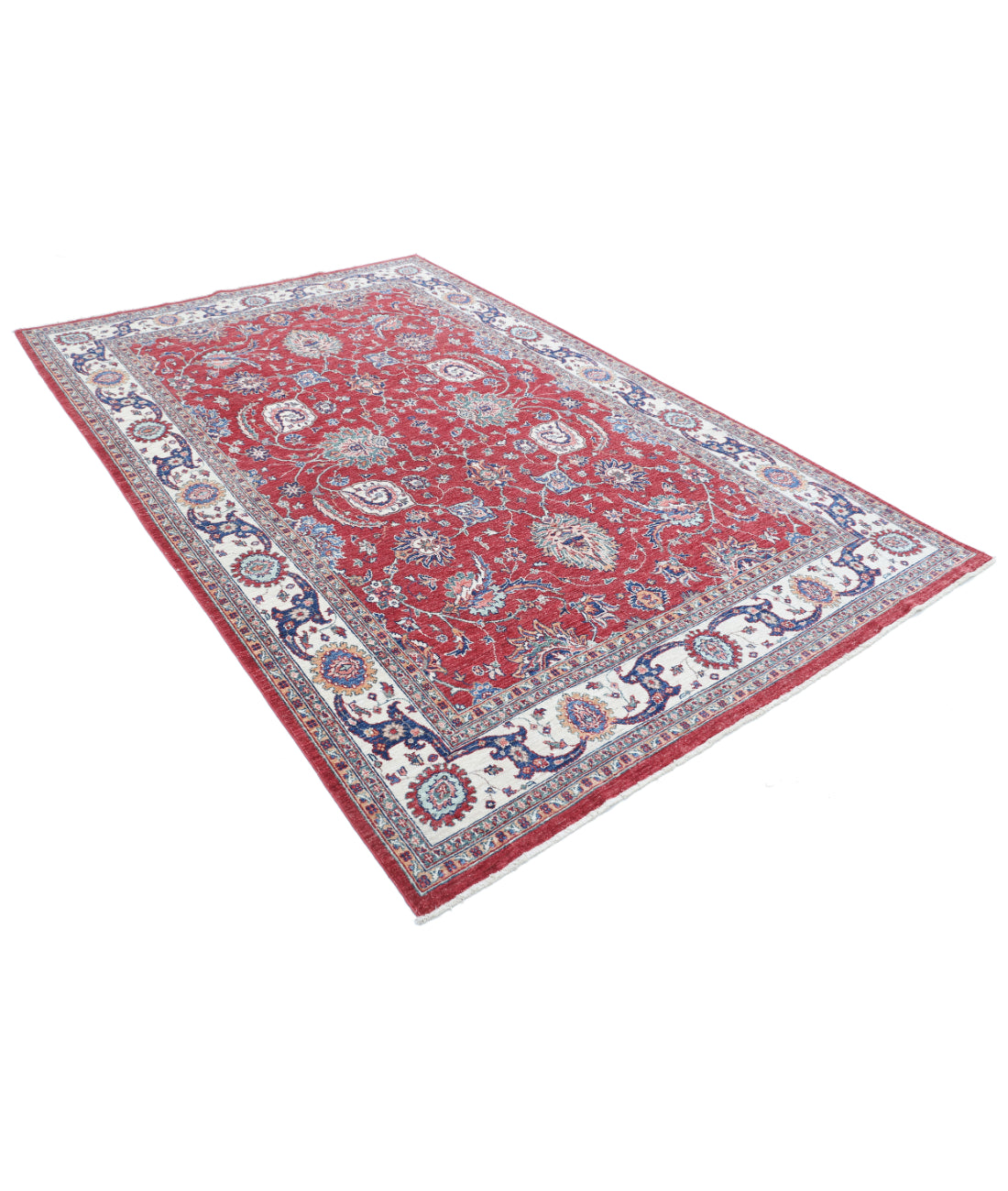 Hand Knotted Ziegler Farhan Wool Rug - 6'3'' x 9'9'' 6'3'' x 9'9'' (188 X 293) / Red / Ivory