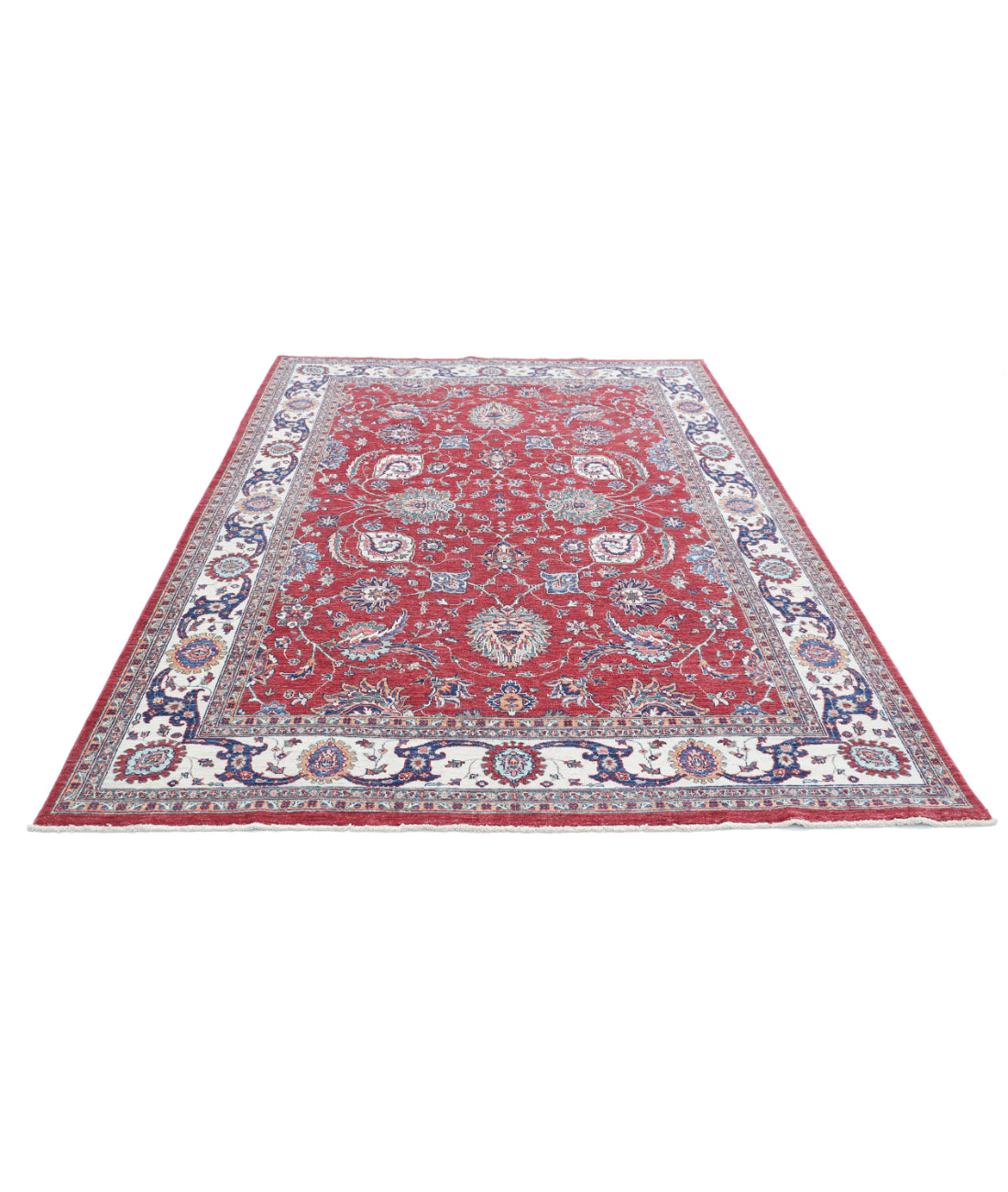 Hand Knotted Ziegler Farhan Wool Rug - 6'3'' x 9'9'' 6'3'' x 9'9'' (188 X 293) / Red / Ivory