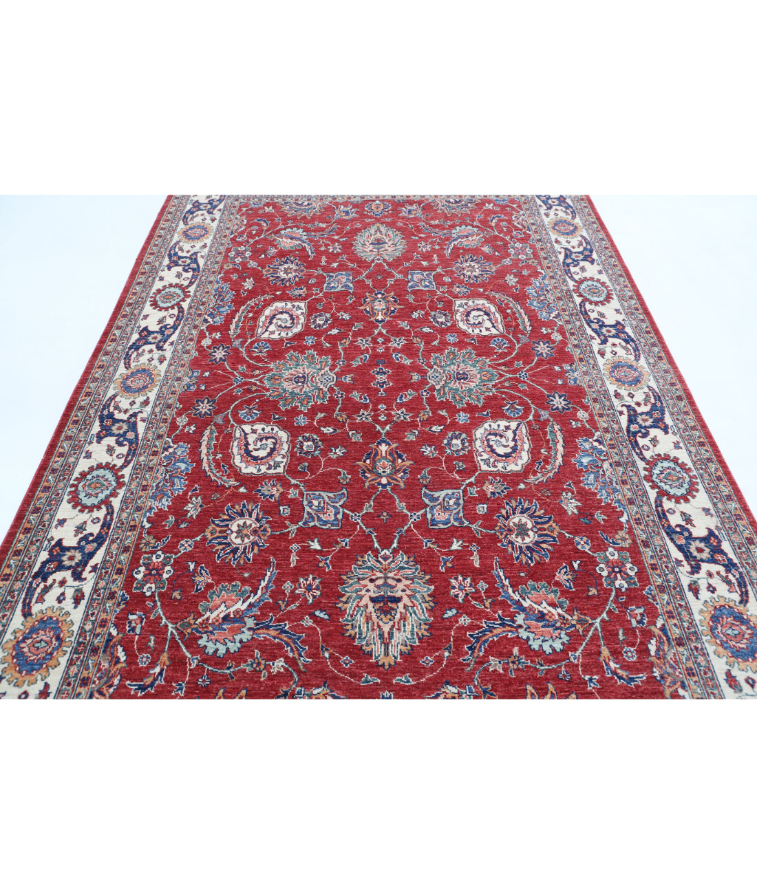 Hand Knotted Ziegler Farhan Wool Rug - 6'3'' x 9'9'' 6'3'' x 9'9'' (188 X 293) / Red / Ivory