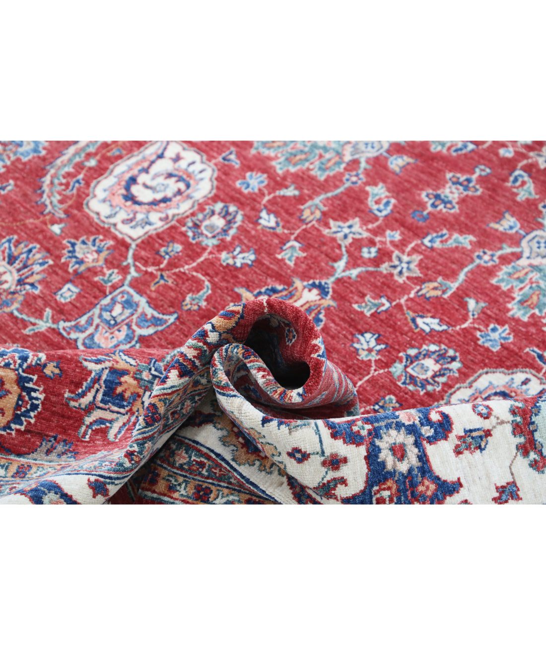 Hand Knotted Ziegler Farhan Wool Rug - 6'3'' x 9'9'' 6'3'' x 9'9'' (188 X 293) / Red / Ivory