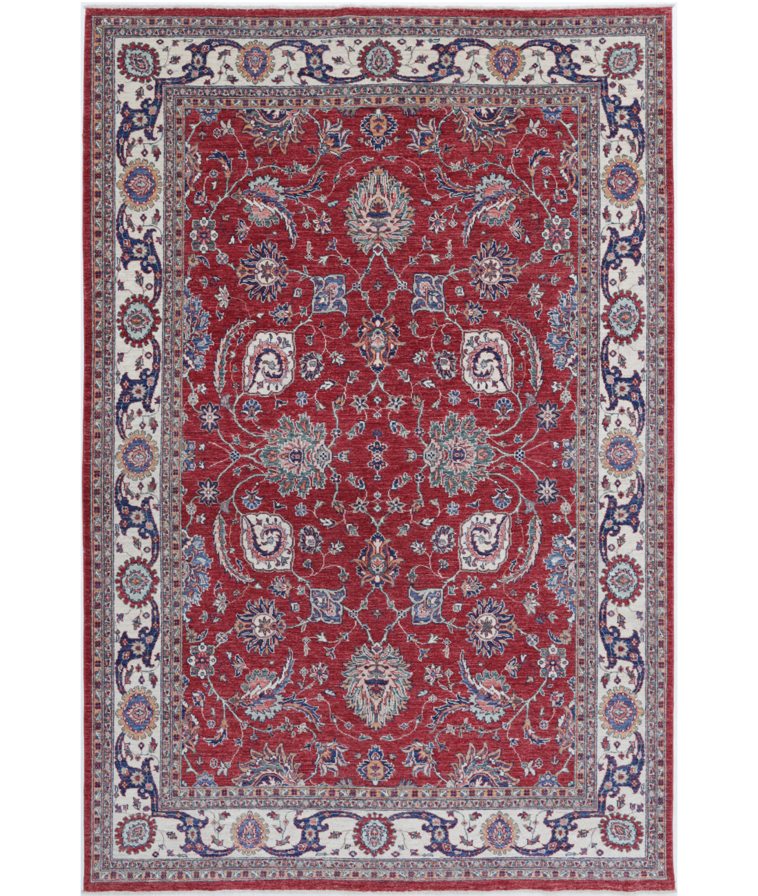 Hand Knotted Ziegler Farhan Wool Rug - 6&#39;3&#39;&#39; x 9&#39;9&#39;&#39; 6&#39;3&#39;&#39; x 9&#39;9&#39;&#39; (188 X 293) / Red / Ivory