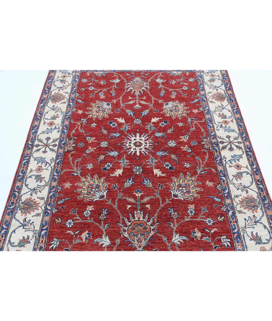 Hand Knotted Ziegler Farhan Wool Rug - 4'10'' x 6'9'' 4'10'' x 6'9'' (145 X 203) / Red / Ivory