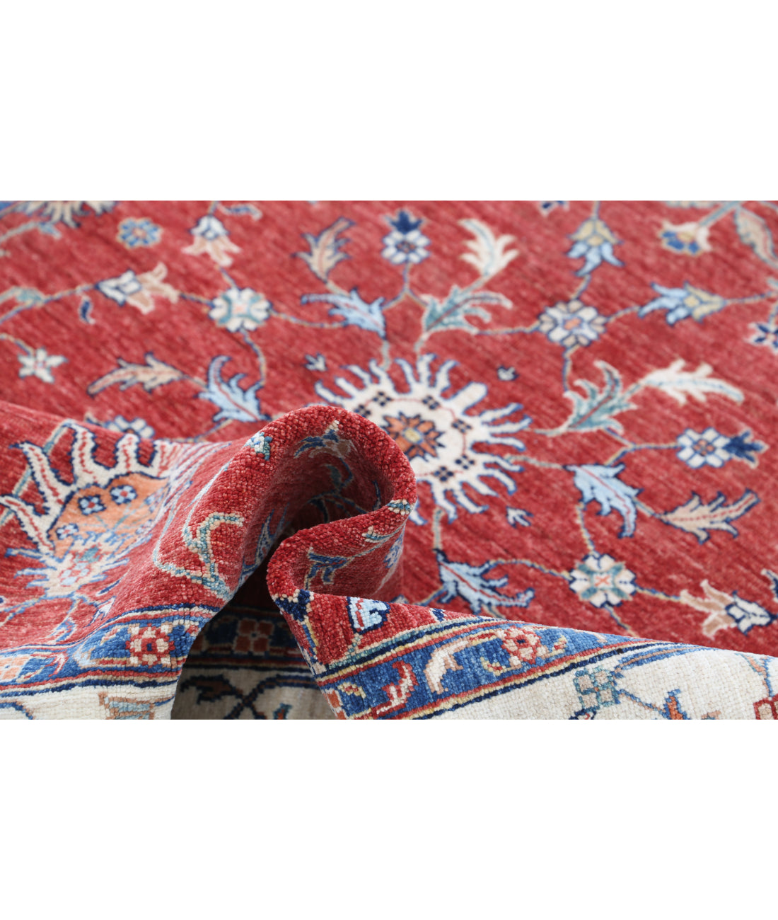 Hand Knotted Ziegler Farhan Wool Rug - 4'10'' x 6'9'' 4'10'' x 6'9'' (145 X 203) / Red / Ivory